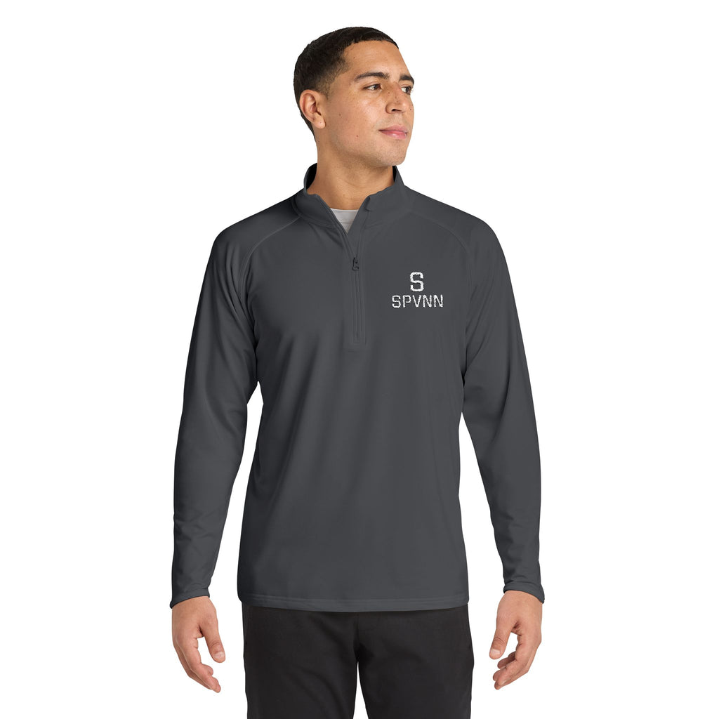 SPVNN Embroidered Quarter-Zip Pullover — Black Athletic Top