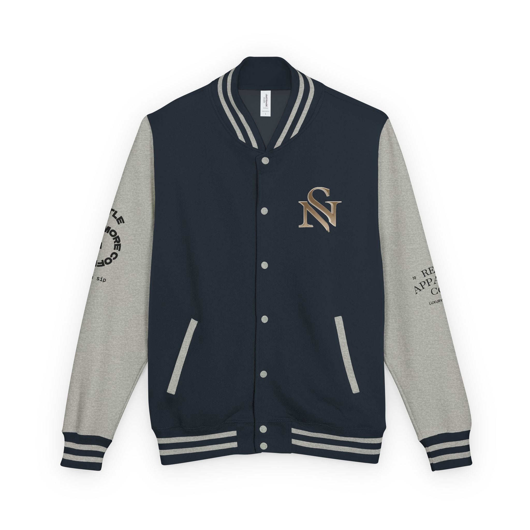 SPVNN Red & White Varsity Letterman Jacket – Embroidered Patch Logo