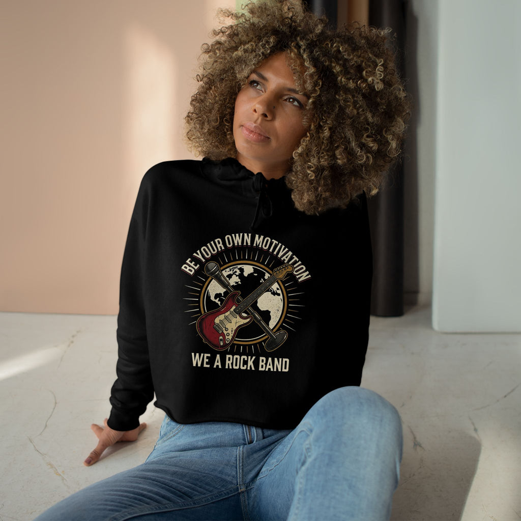 Worldwide Rock Band Crop Hoodie — "Play Your Own Motown" Guitar Graphic