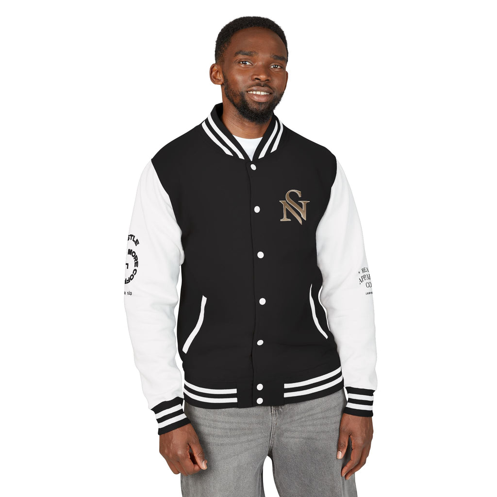 SPVNN Red & White Varsity Letterman Jacket – Embroidered Patch Logo