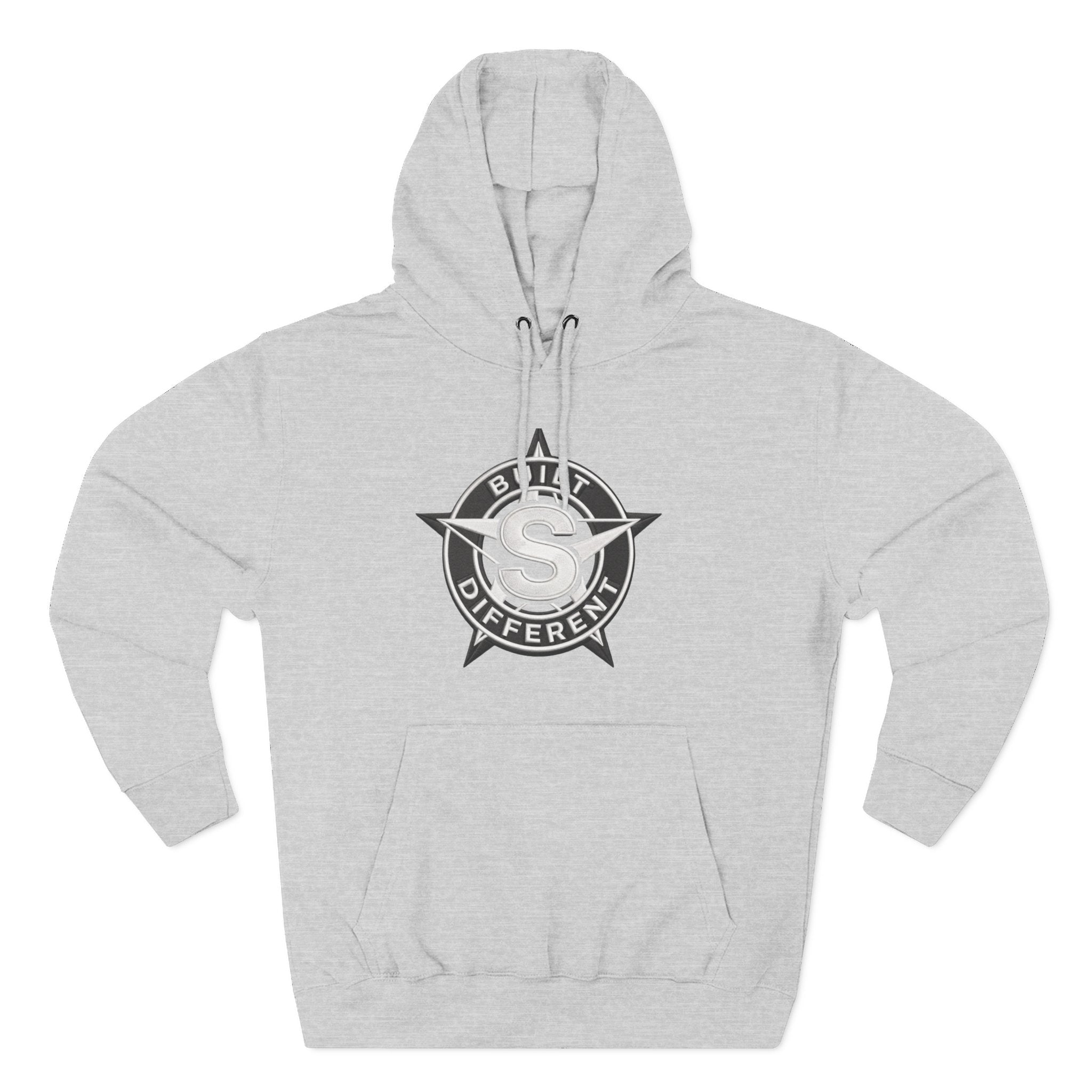 Built Different Logo Hoodie — Vintage Compass Emblem Fleece Hoodie
