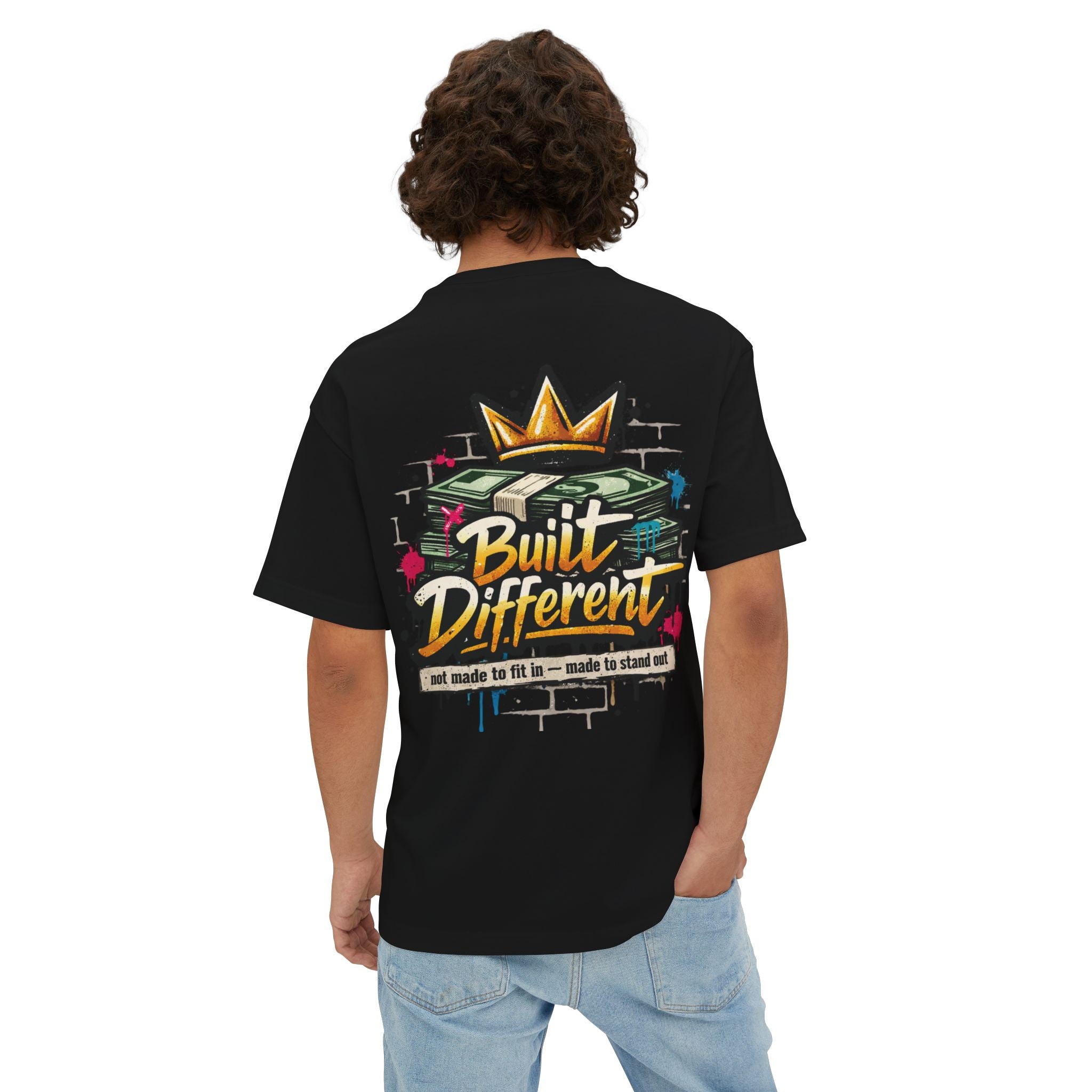 SPVNN Built Different Oversized Tee — Crown & Money Graphic