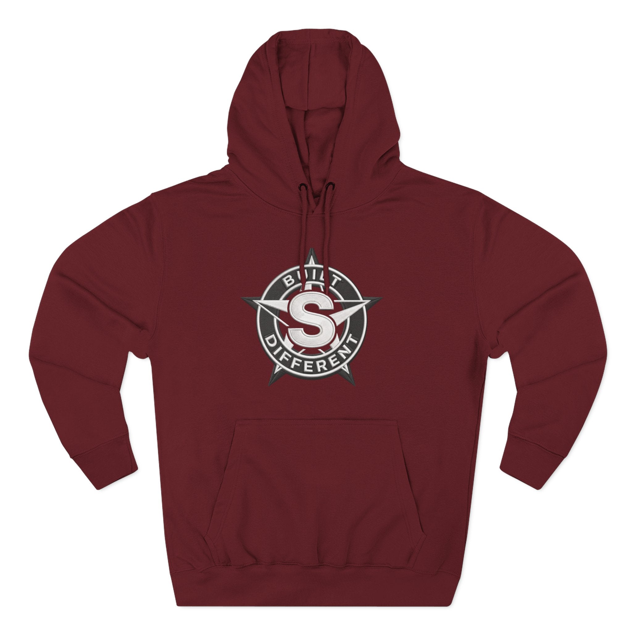 Built Different Logo Hoodie — Vintage Compass Emblem Fleece Hoodie