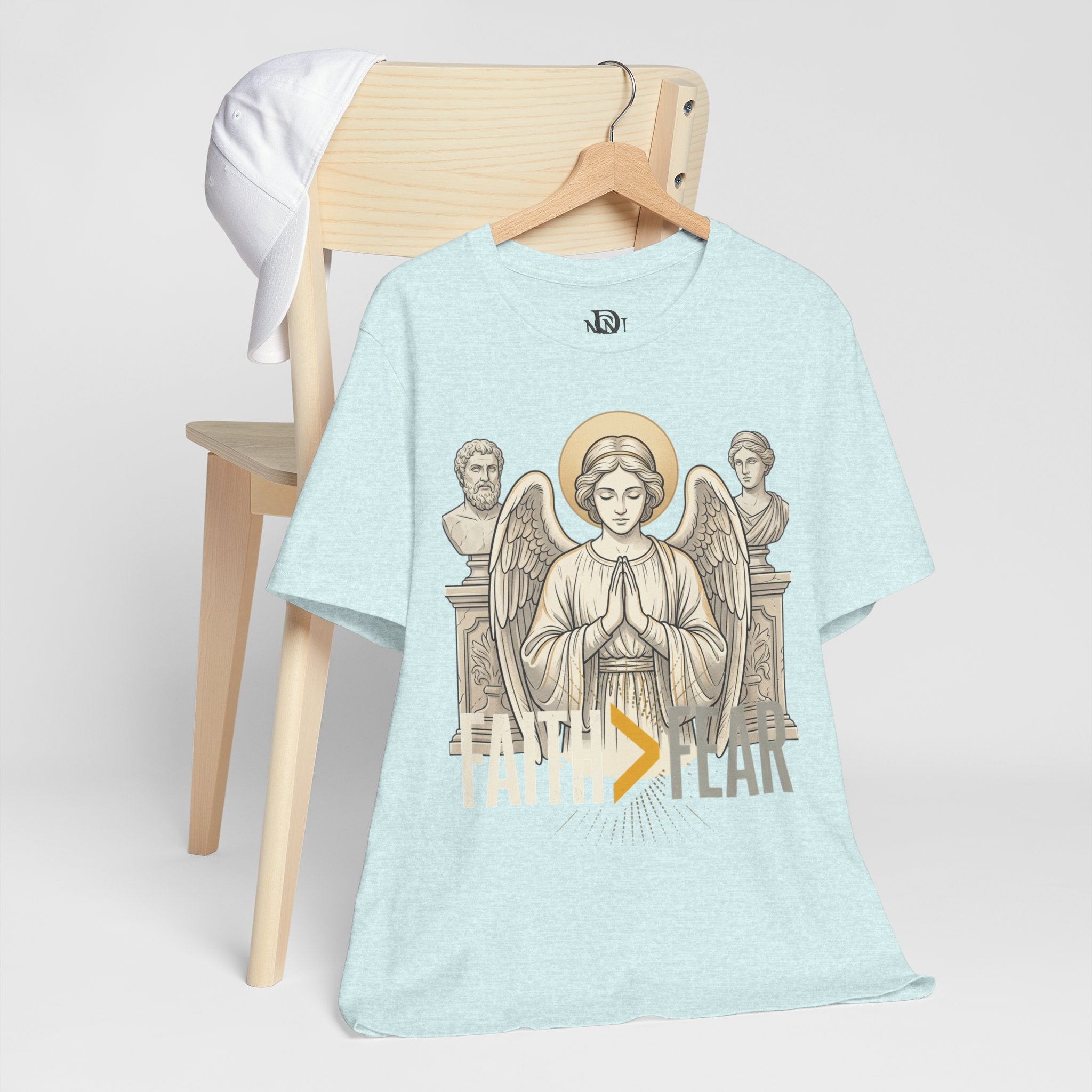 Faith Over Fear Tee — Angel Wings Christian Graphic T-Shirt