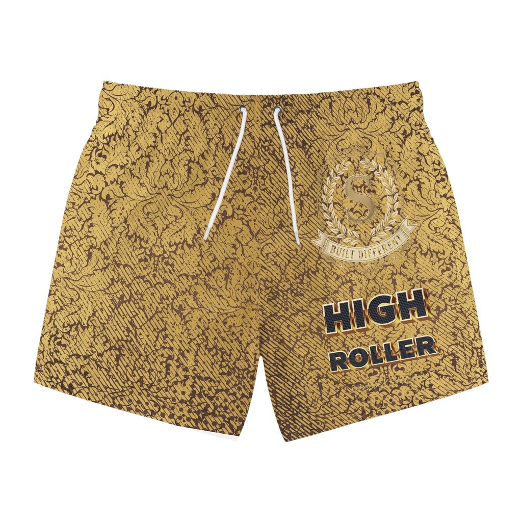 High Roller Gold Pattern Swim Trunks