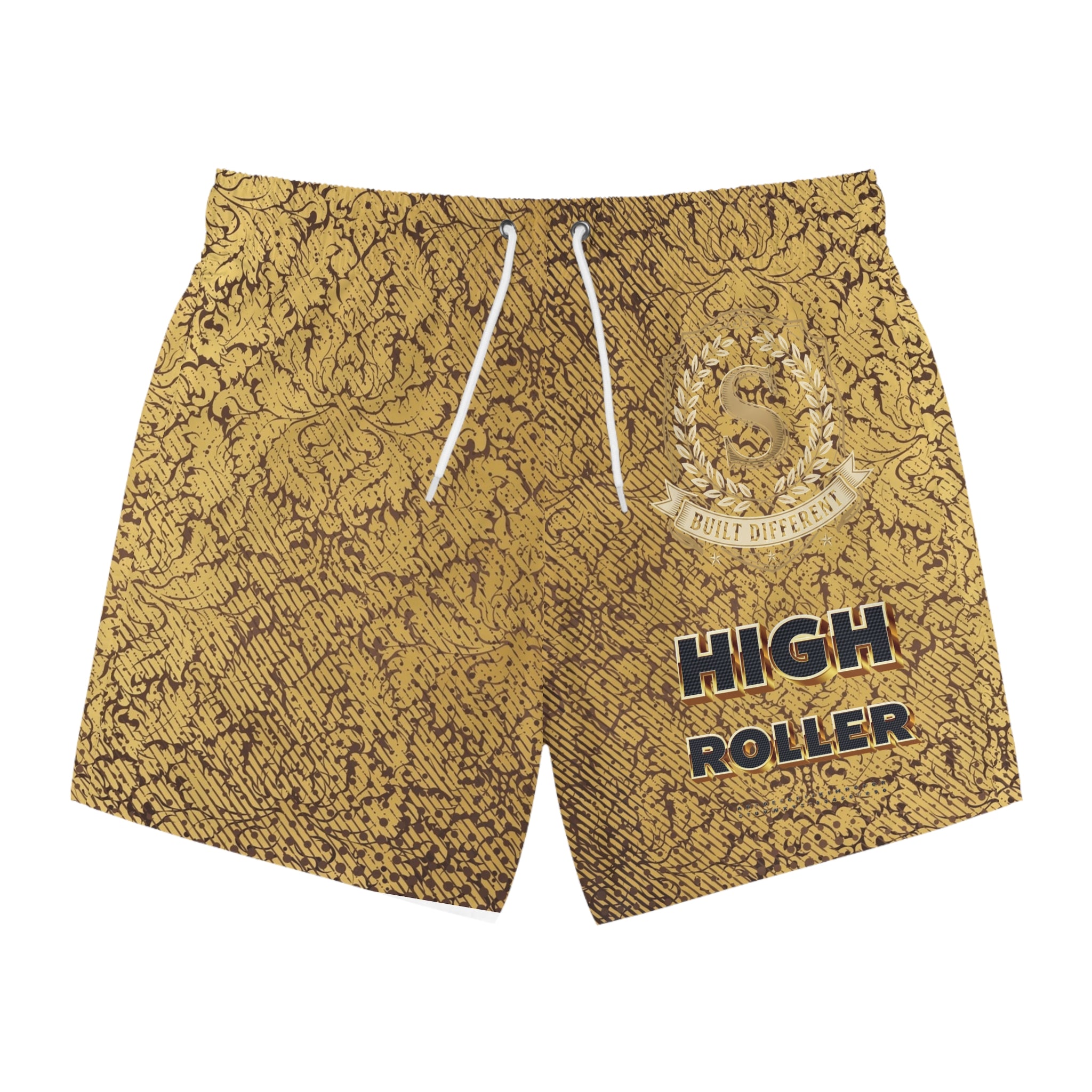 High Roller Gold Pattern Swim Trunks