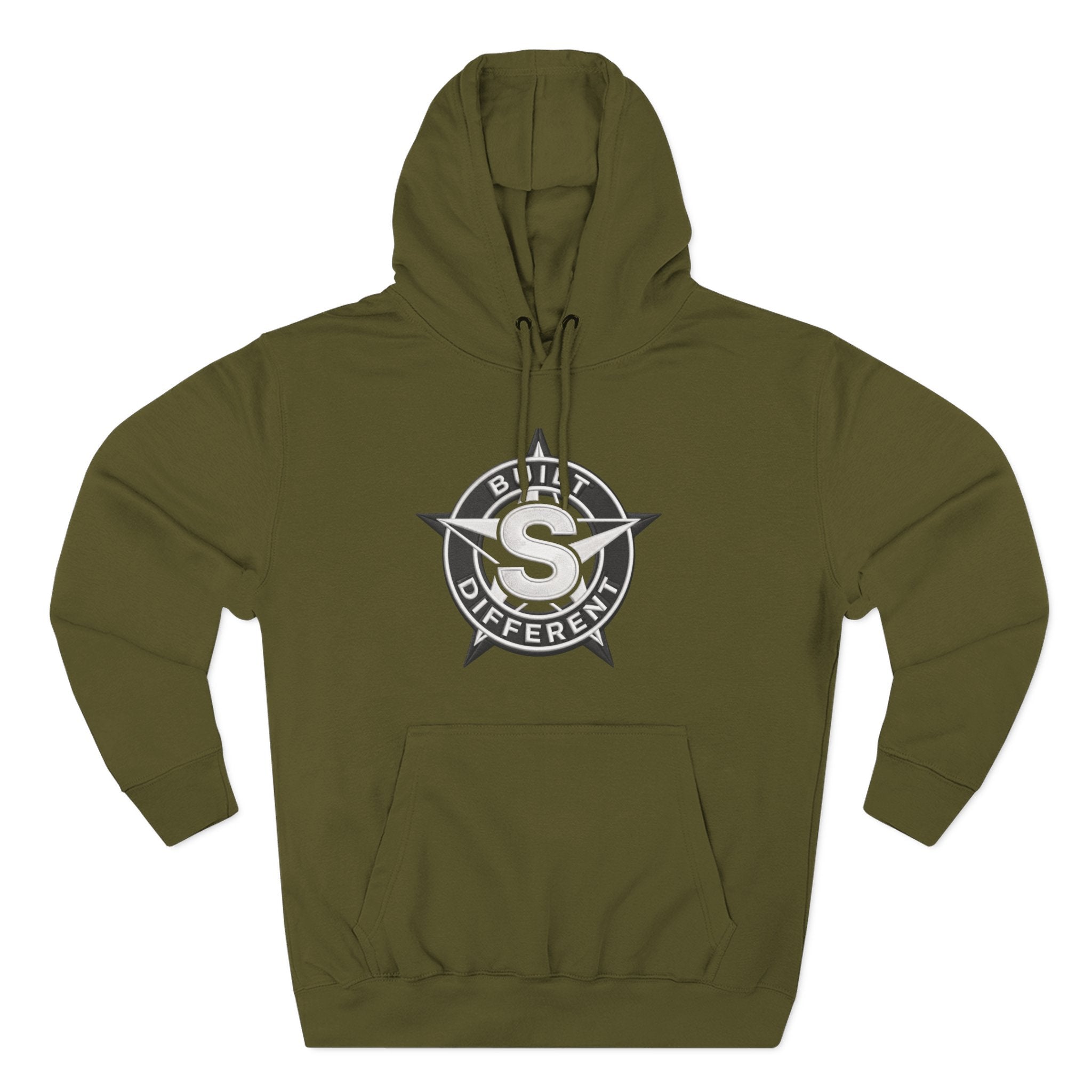 Built Different Logo Hoodie — Vintage Compass Emblem Fleece Hoodie