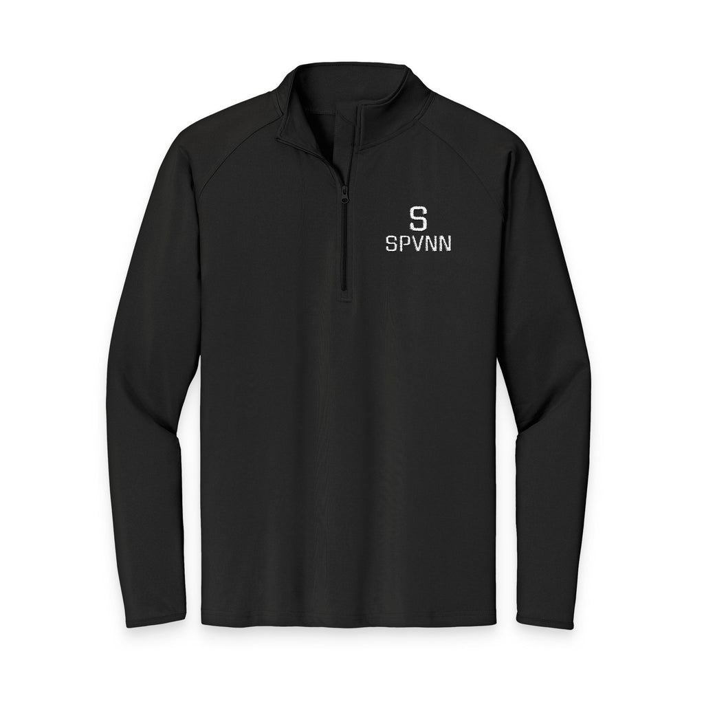 SPVNN Embroidered Quarter-Zip Pullover — Black Athletic Top