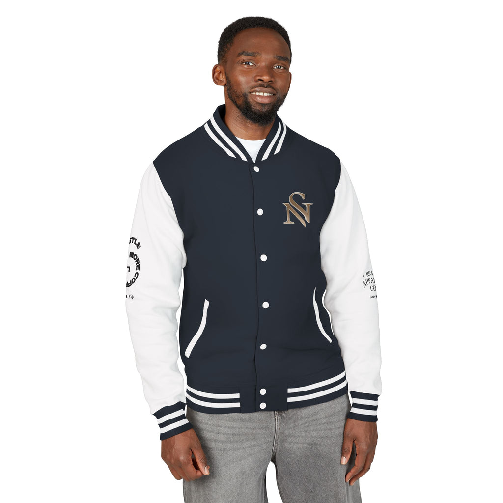 SPVNN Red & White Varsity Letterman Jacket – Embroidered Patch Logo