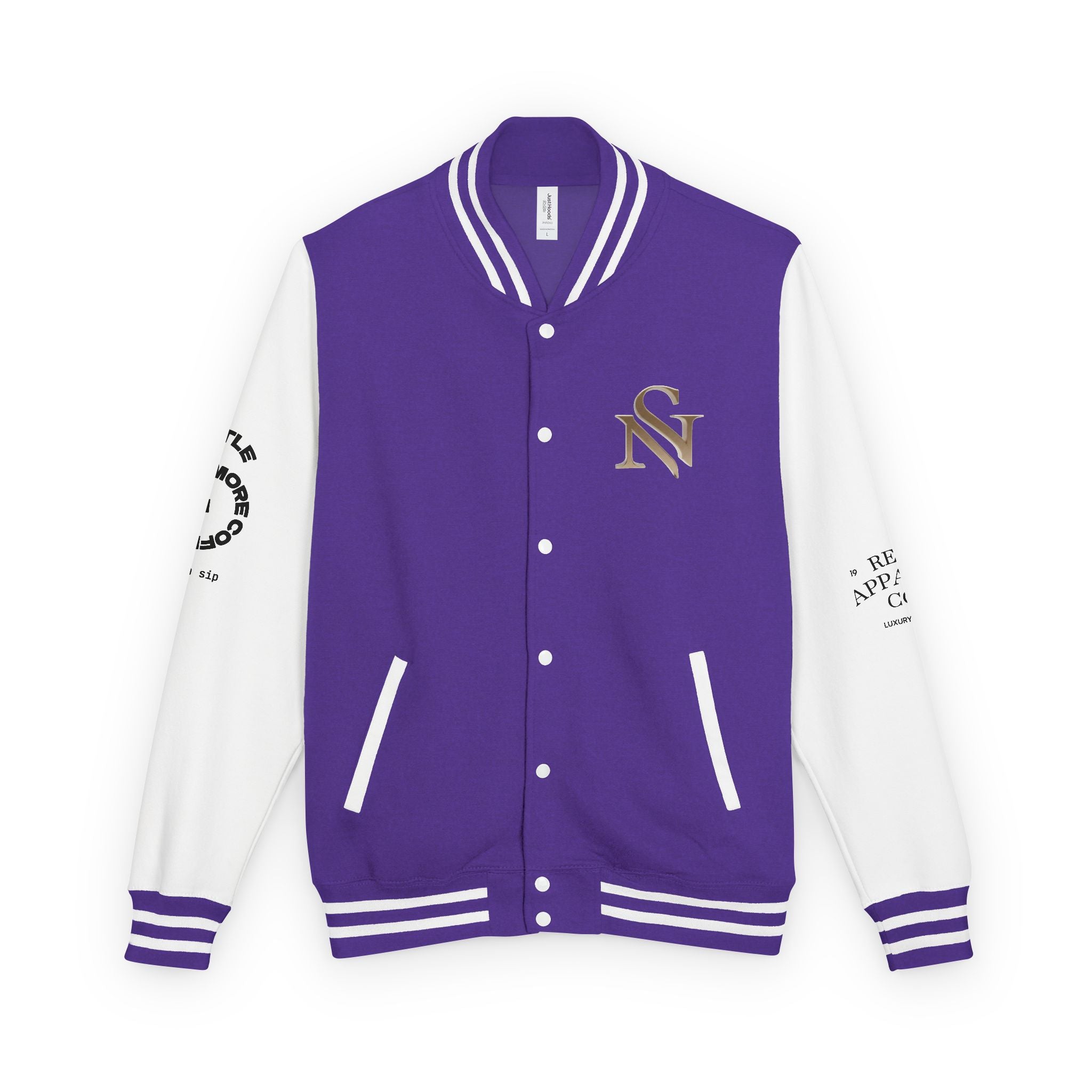 SPVNN Red & White Varsity Letterman Jacket – Embroidered Patch Logo