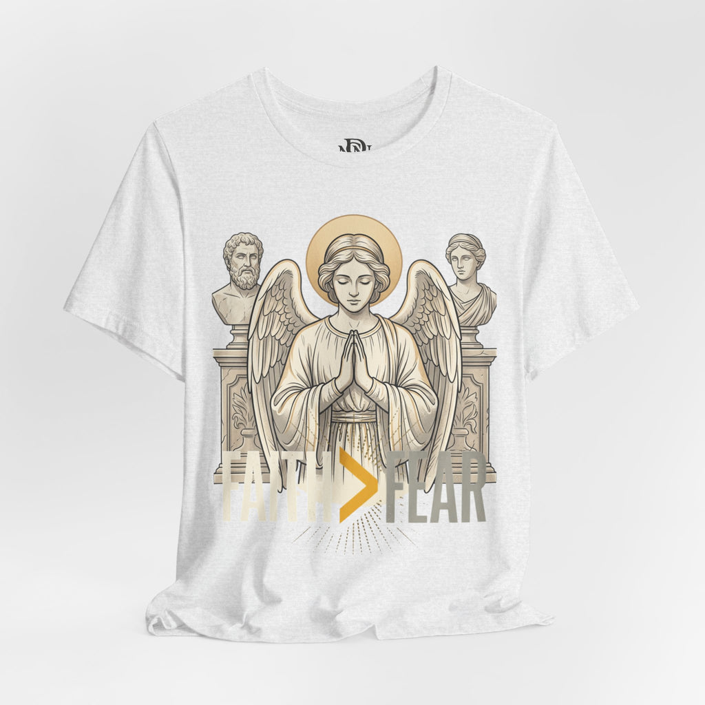 Faith Over Fear Tee — Angel Wings Christian Graphic T-Shirt