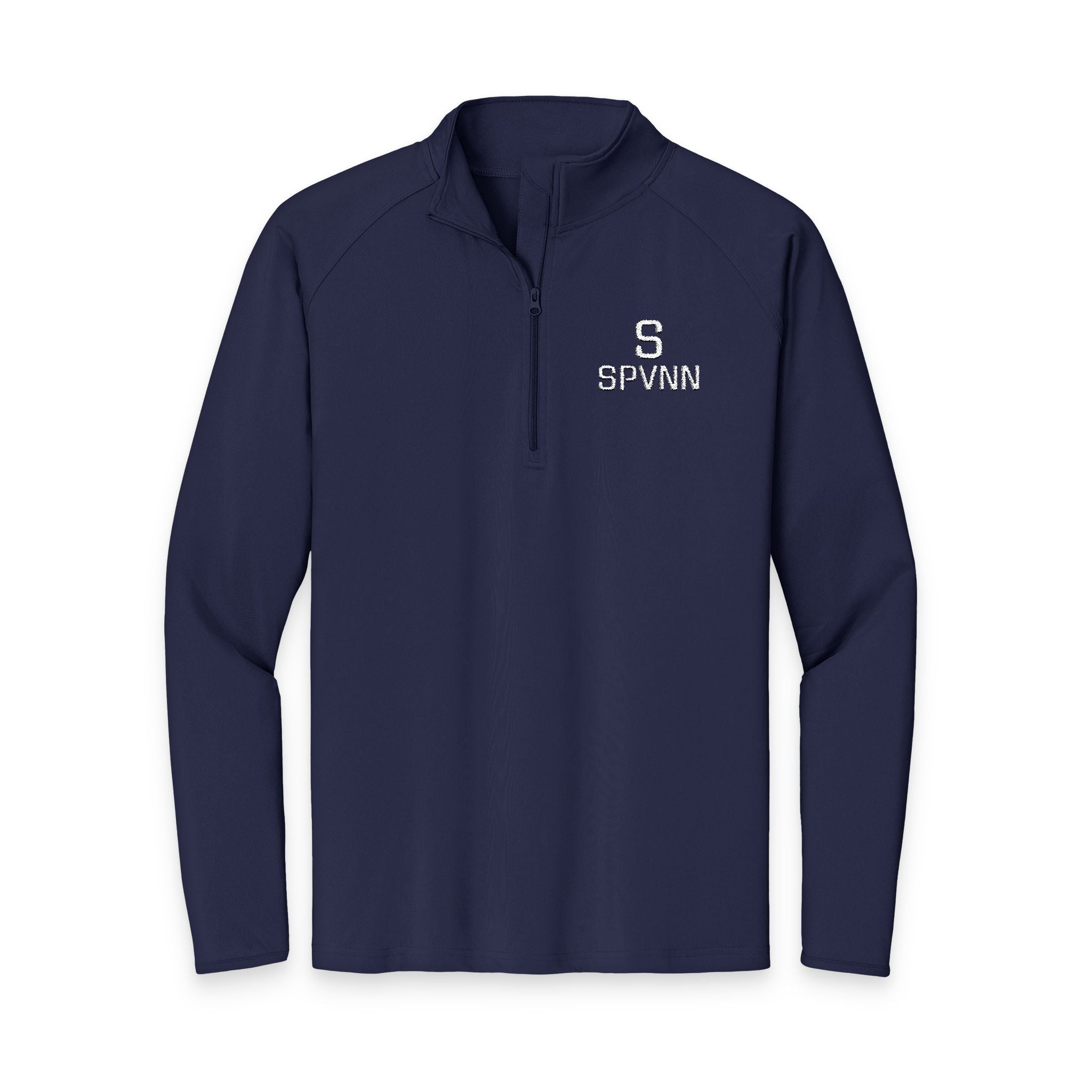 SPVNN Embroidered Quarter-Zip Pullover — Black Athletic Top