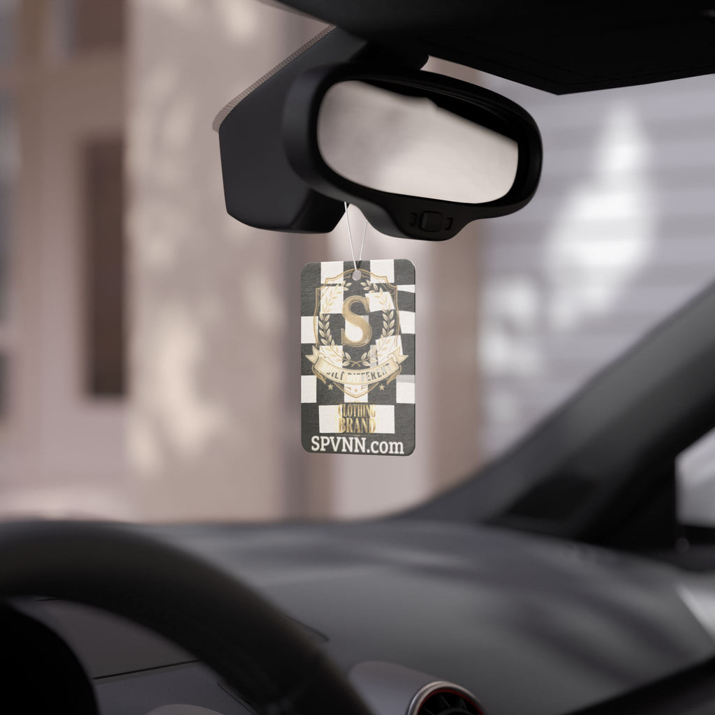 Checkered Crest Car Air Freshener — 'S' Laurel Emblem, SPVNN.com Branded