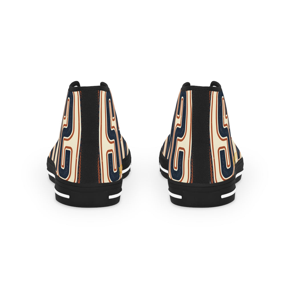 High Top Sneakers — Navy Striped 'SPR' Graphic Men's Streetwear