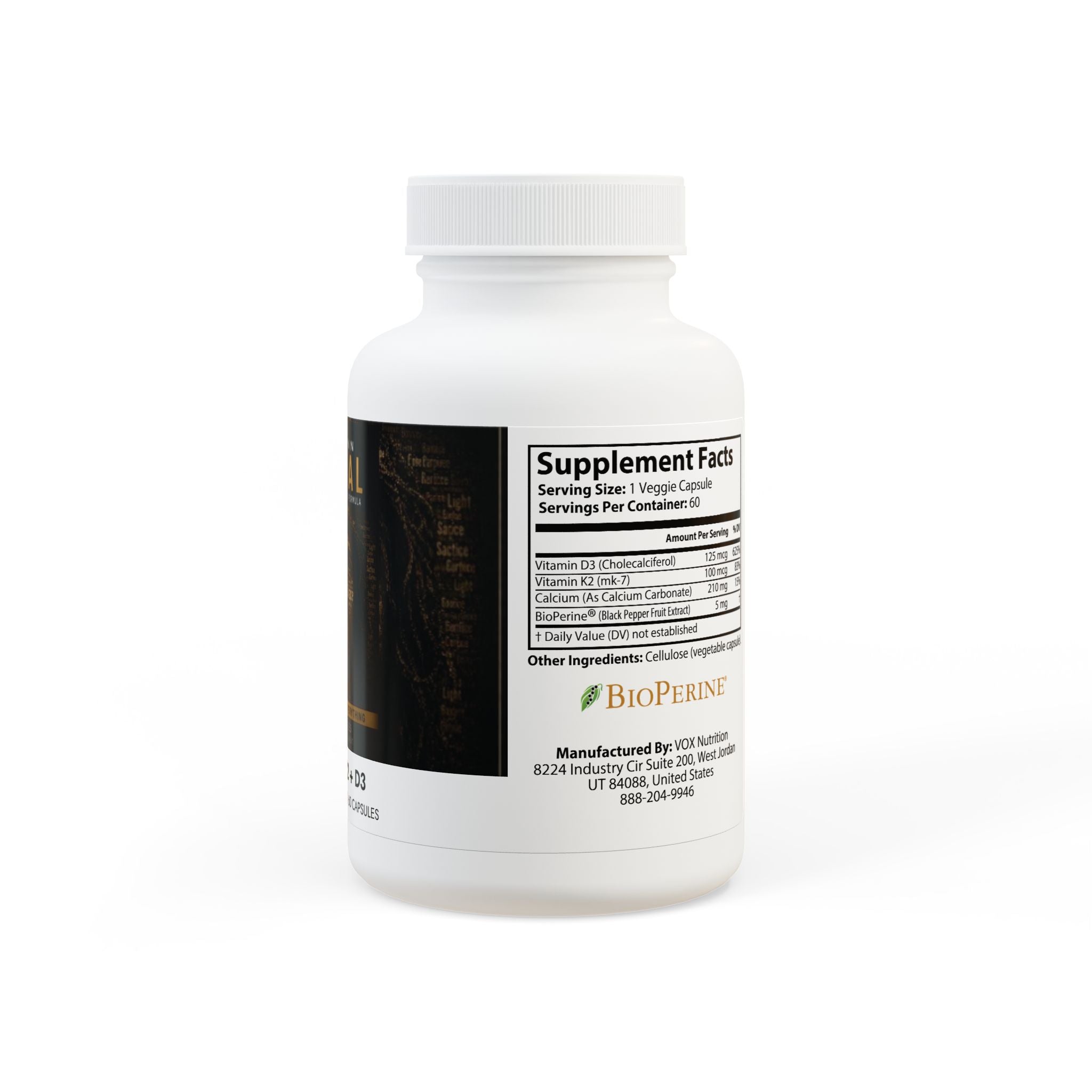 Vitamin K2 + D3 Supplement (60 Capsules)