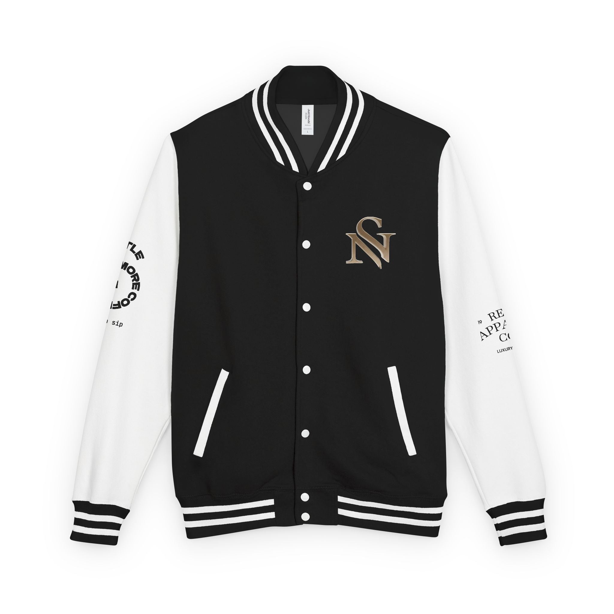 SPVNN Red & White Varsity Letterman Jacket – Embroidered Patch Logo