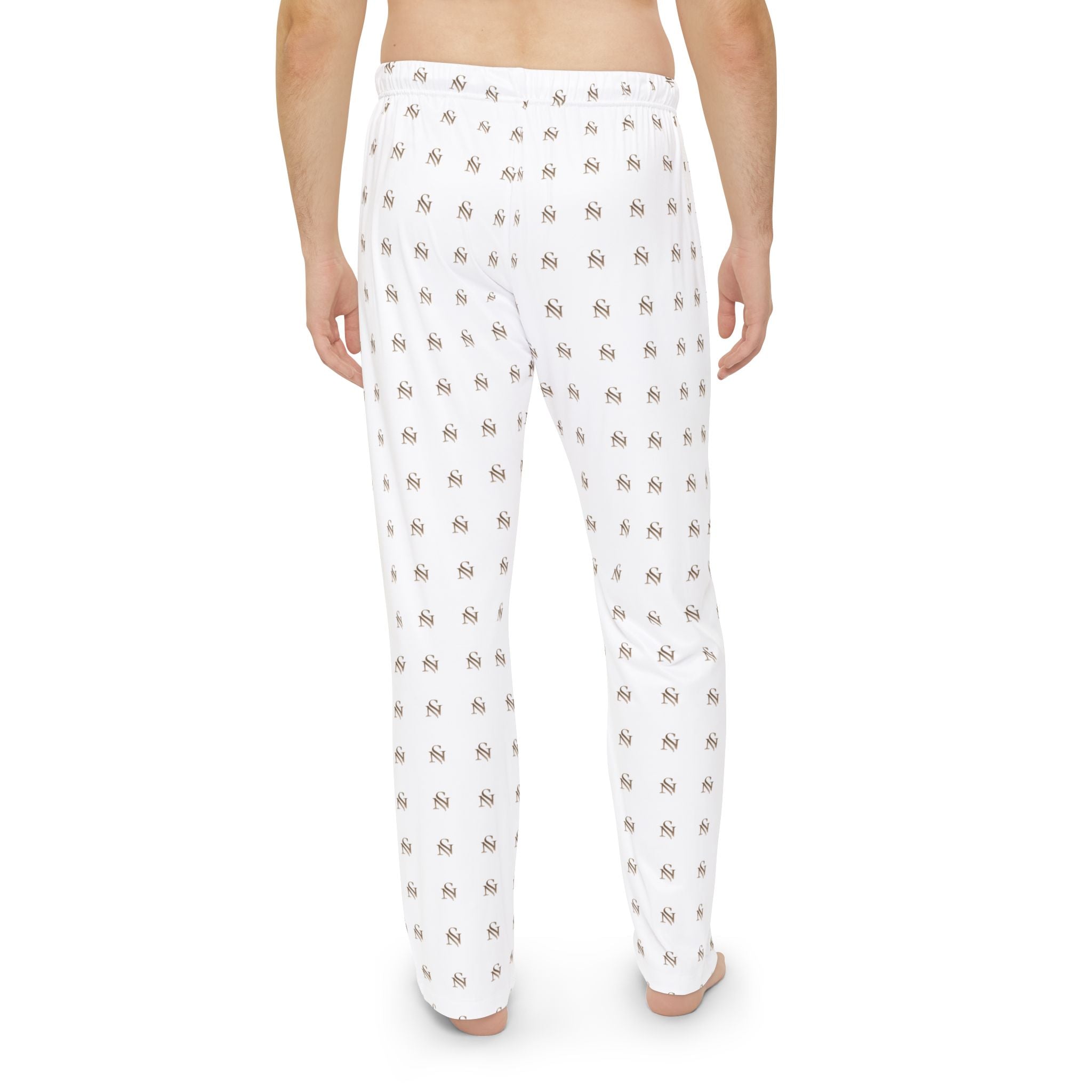 Men's Pajama Pants — White All-Over Tiny Dog Print Lounge Pants