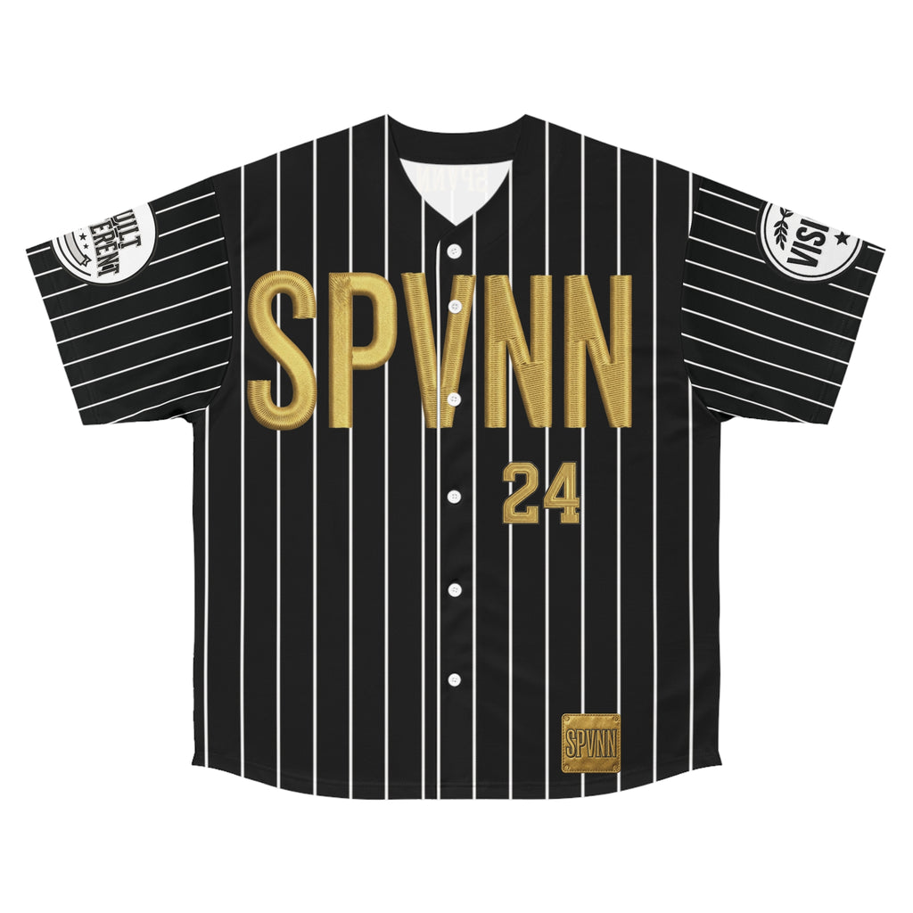 SPVNN Built Different 24 Baseball Jersey – Black Pinstripe – Men's S–2XL
