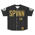 SPVNN Built Different 24 Baseball Jersey – Black Pinstripe – Men's S–2XL