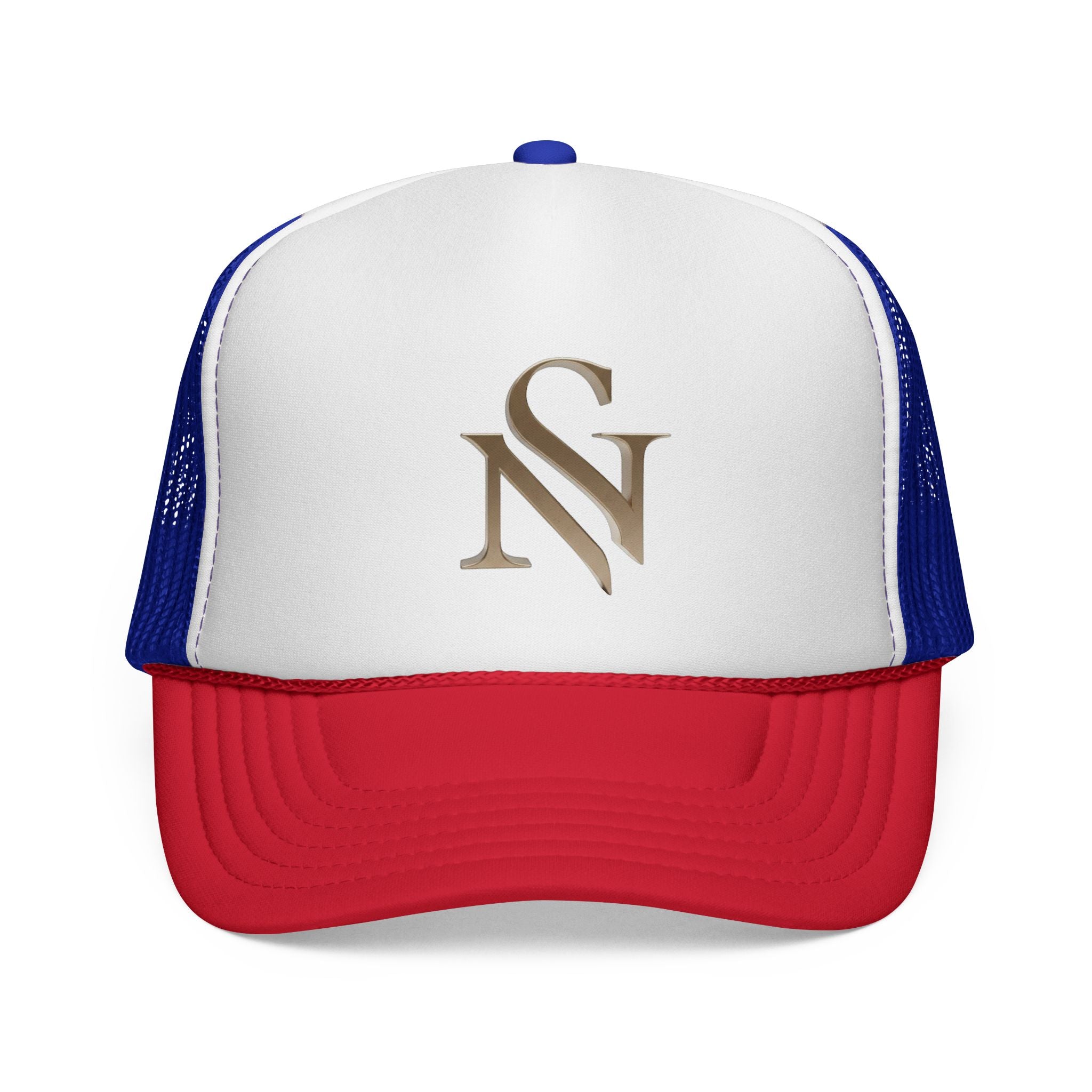Embroidered 'SN' Monogram Trucker Cap — Classic Mesh Baseball Hat