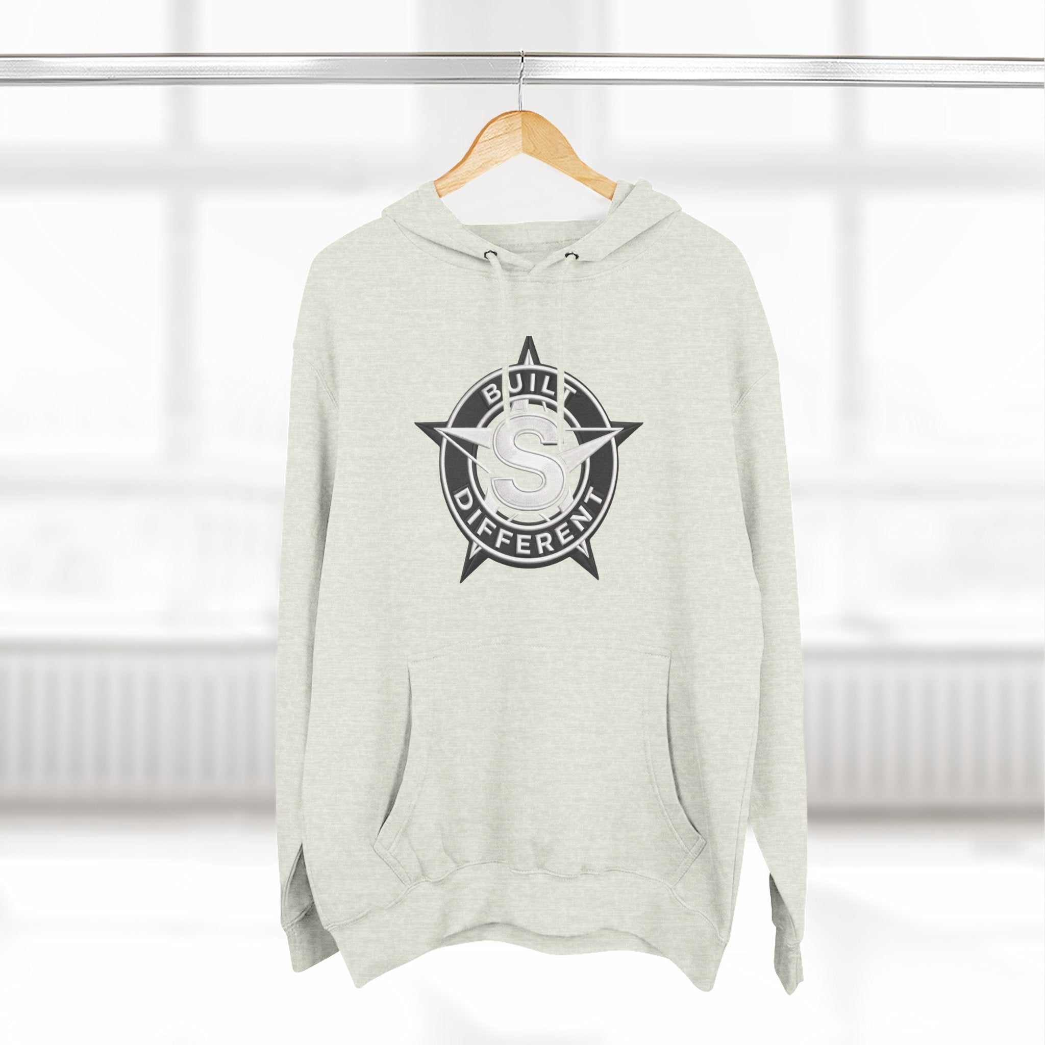 Built Different Logo Hoodie — Vintage Compass Emblem Fleece Hoodie