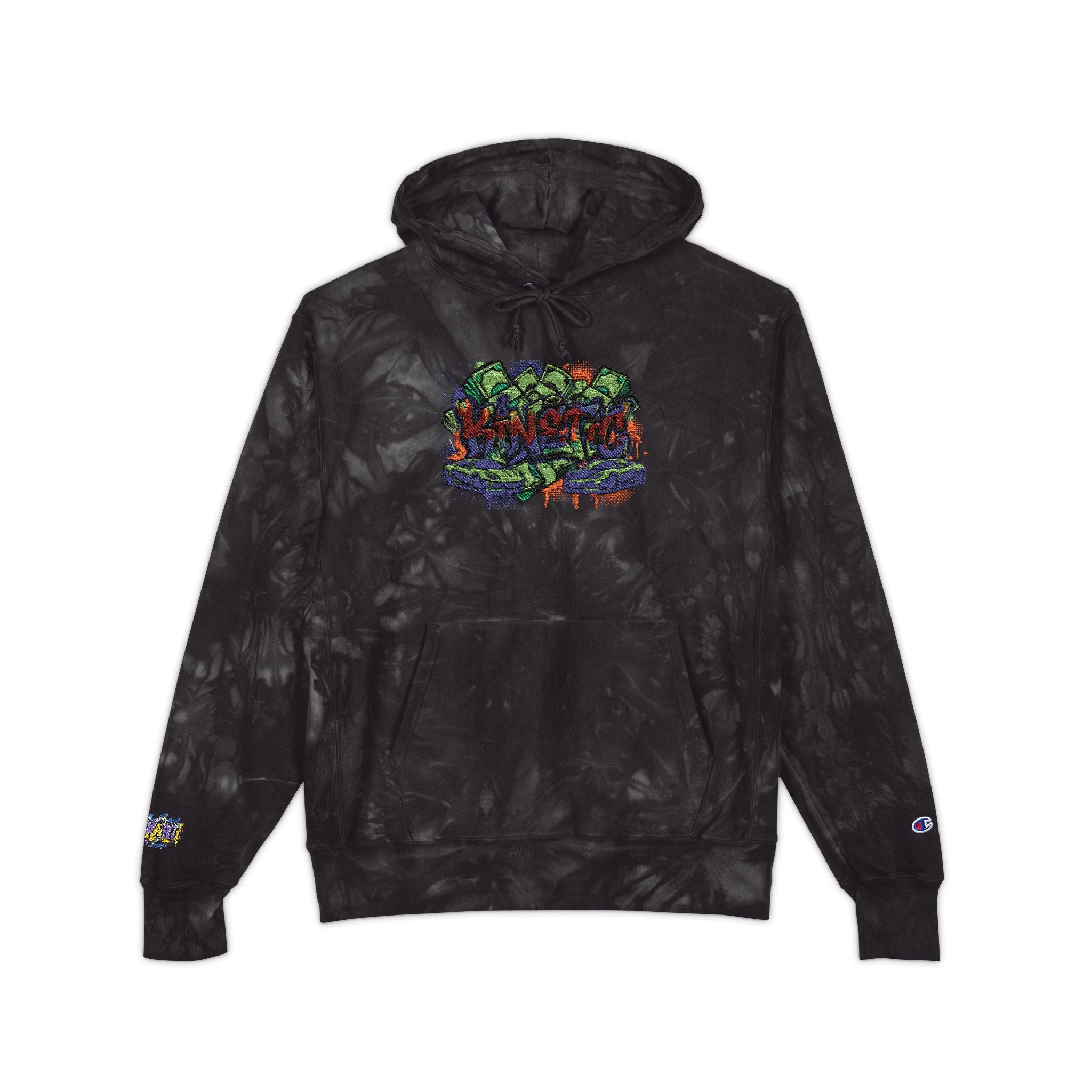 SPVNN Tie-Dye Embroidered Hoodie — Floral Script Chest