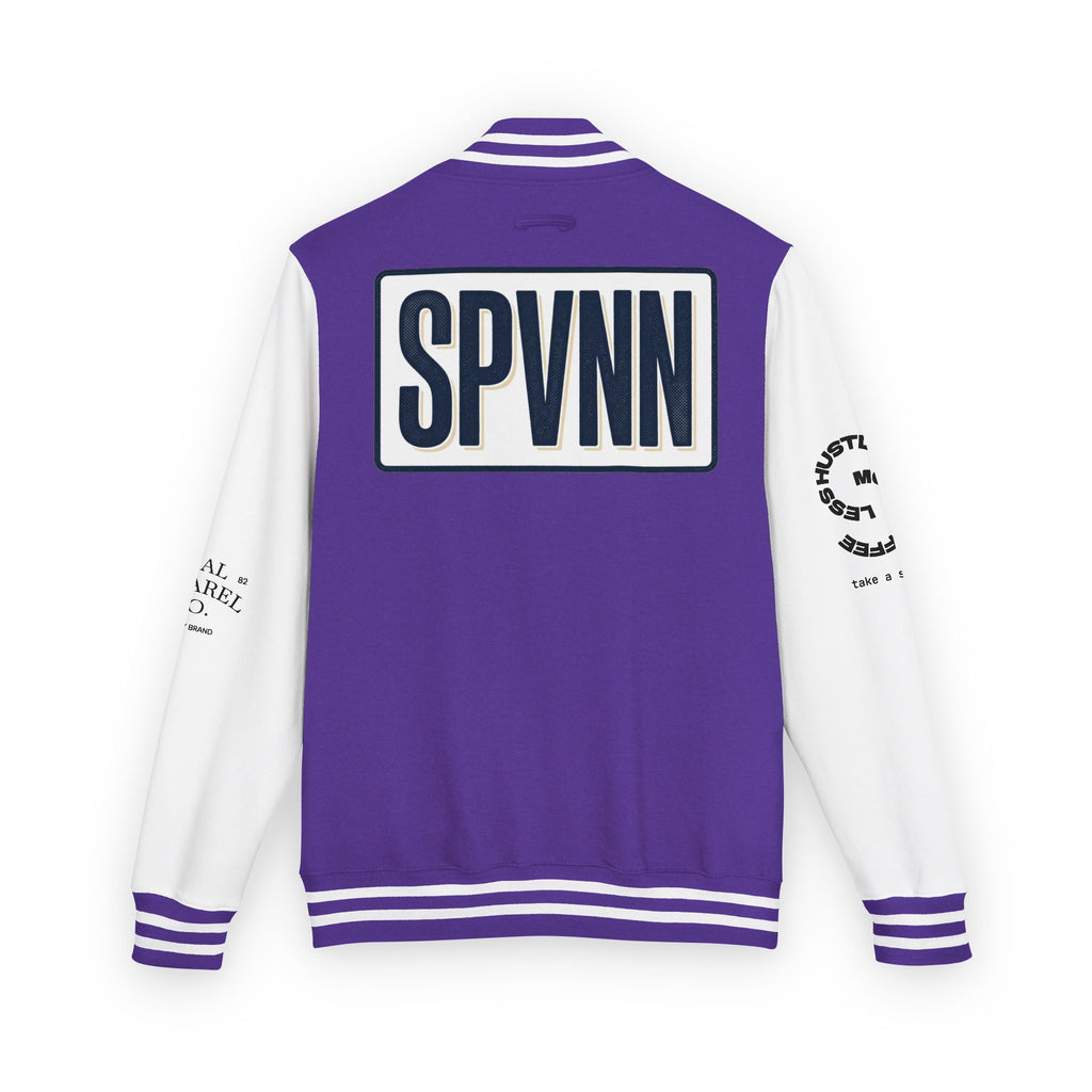 SPVNN Red & White Varsity Letterman Jacket – Embroidered Patch Logo