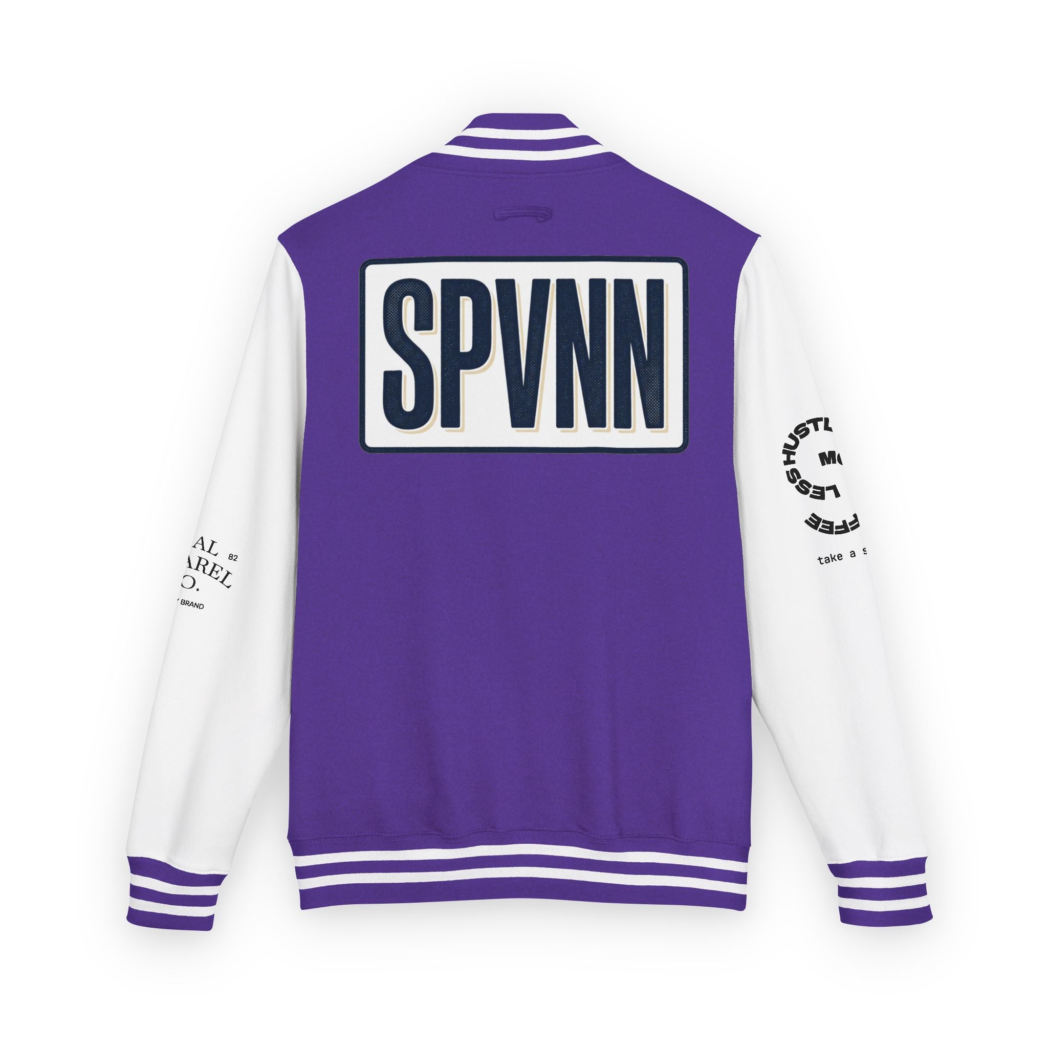 SPVNN Red & White Varsity Letterman Jacket – Embroidered Patch Logo