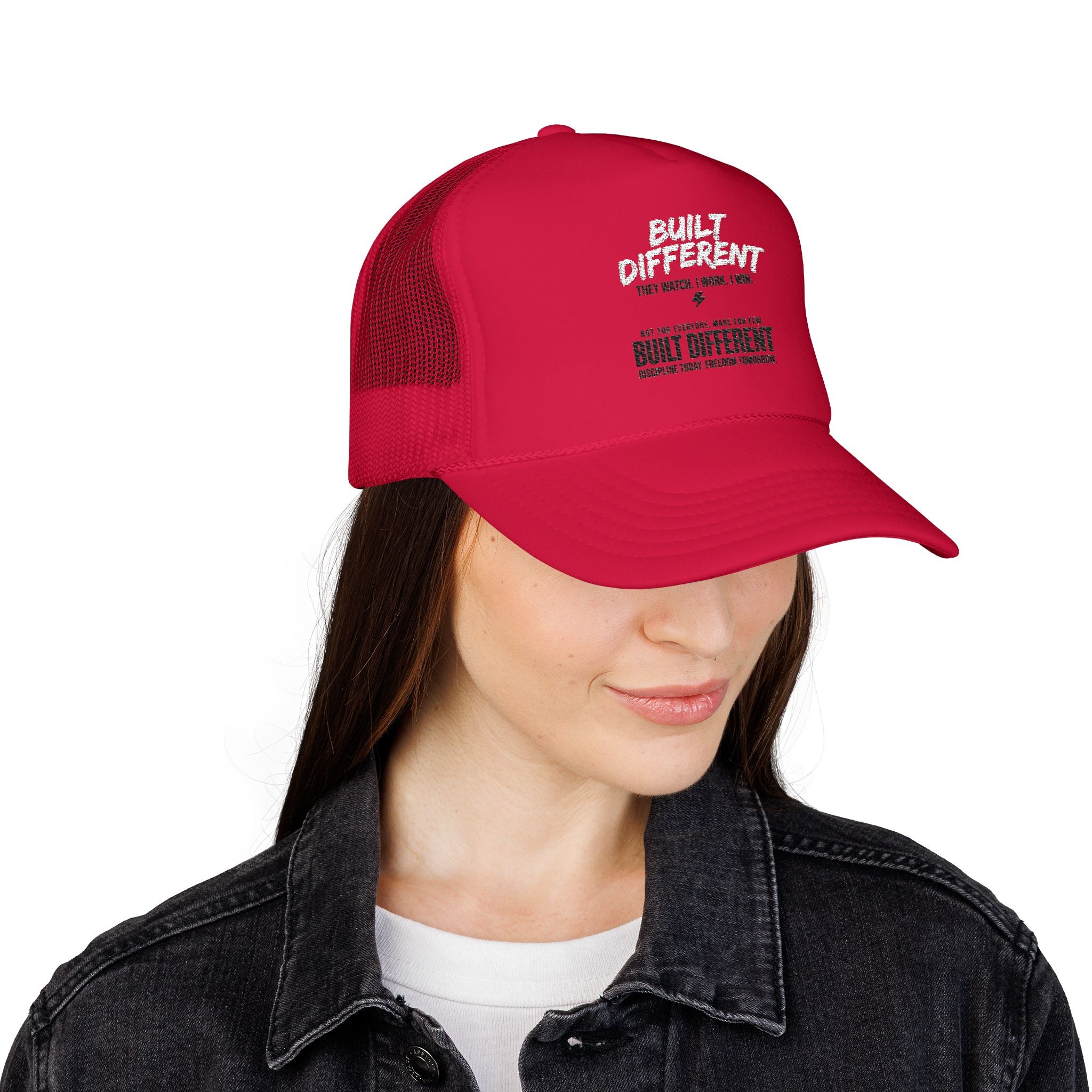 Trucker Hat — "Built Different" Foam Mesh Cap
