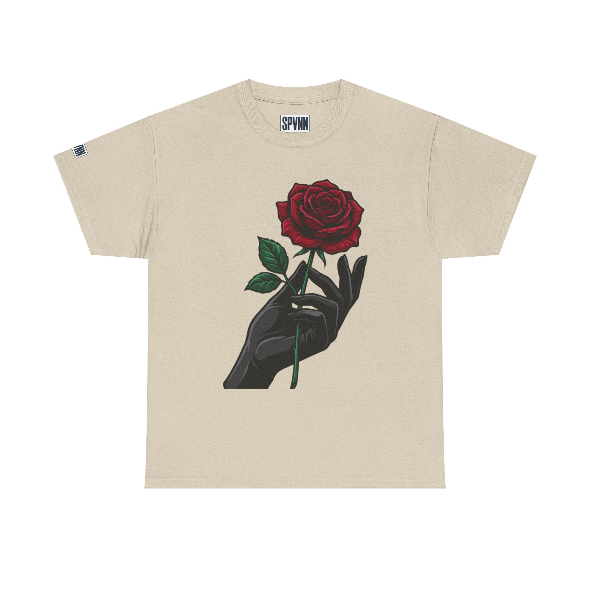 Rose & Hand Graphic Tee — Dark Aesthetic Floral T-Shirt