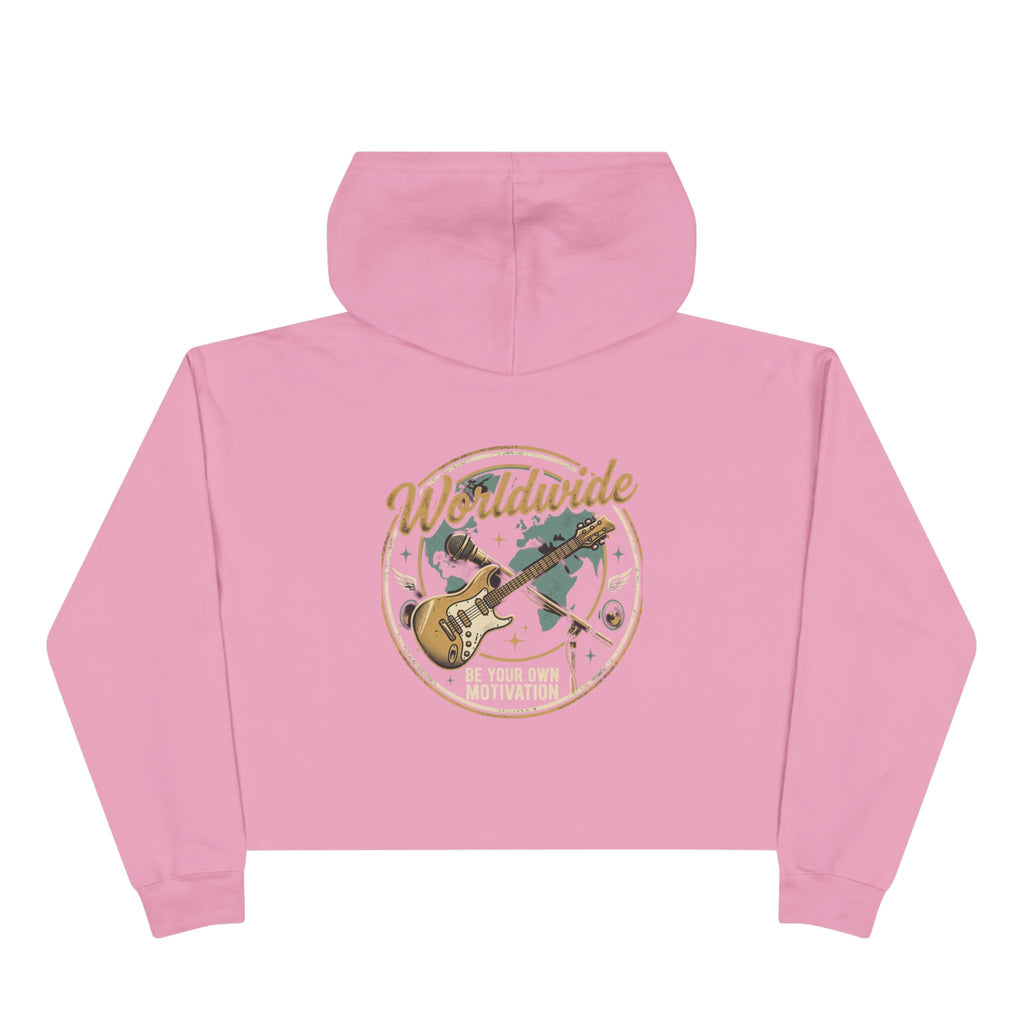 Worldwide Rock Band Crop Hoodie — "Play Your Own Motown" Guitar Graphic