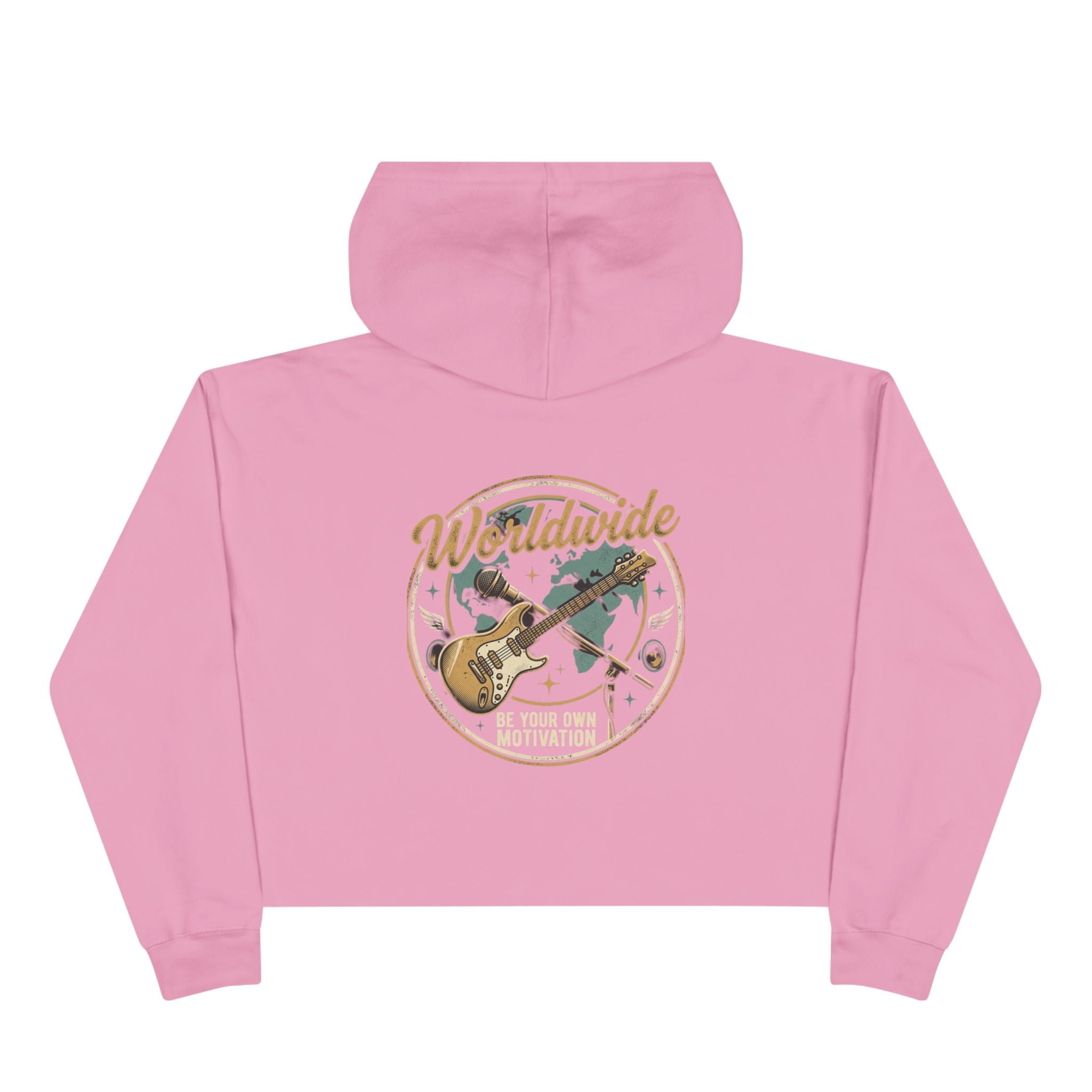 Worldwide Rock Band Crop Hoodie — "Play Your Own Motown" Guitar Graphic