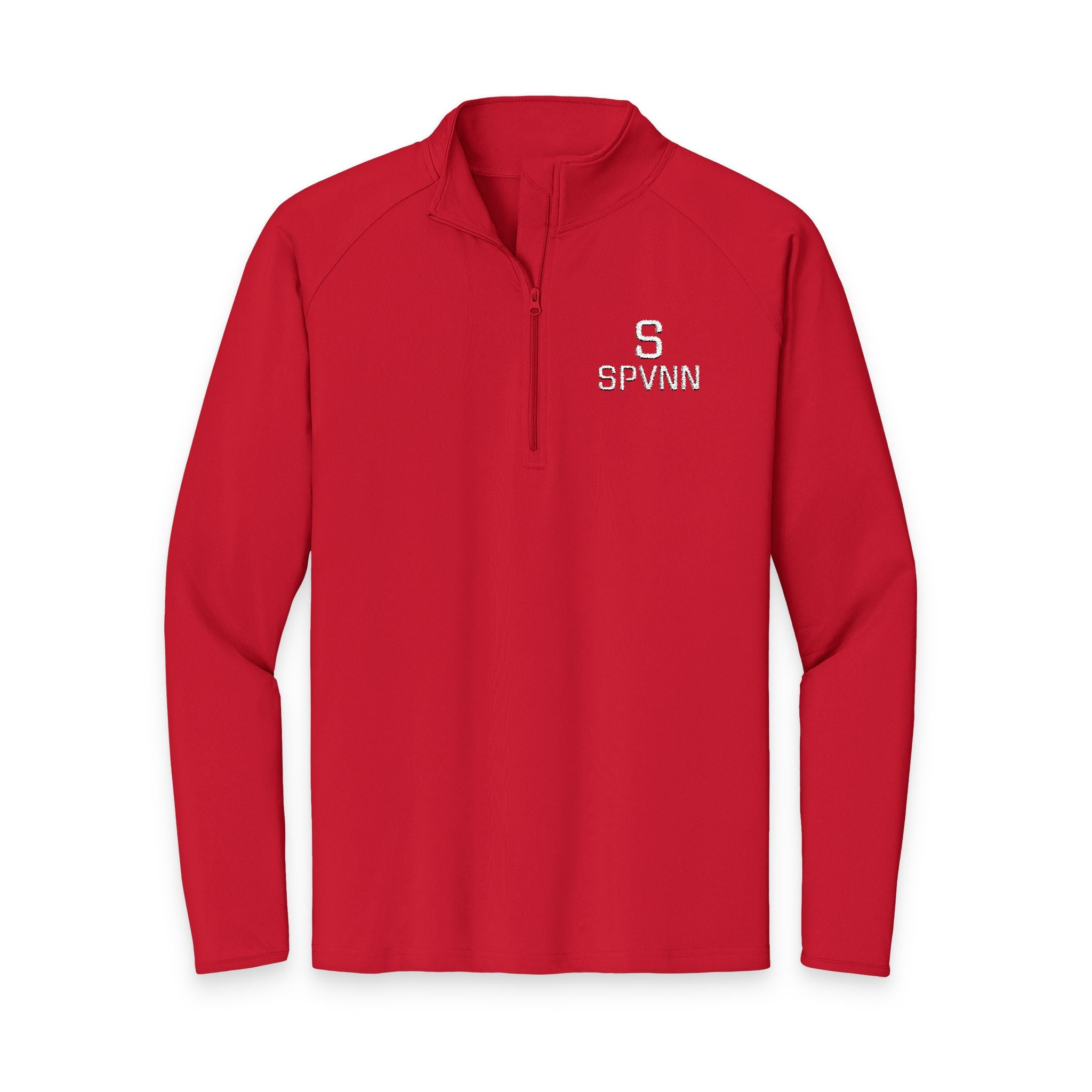 SPVNN Embroidered Quarter-Zip Pullover — Black Athletic Top