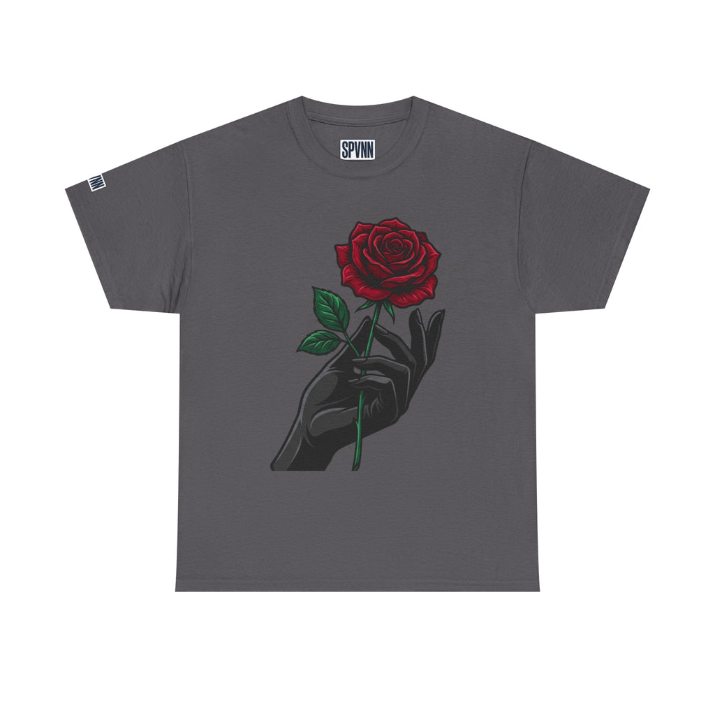 Rose & Hand Graphic Tee — Dark Aesthetic Floral T-Shirt