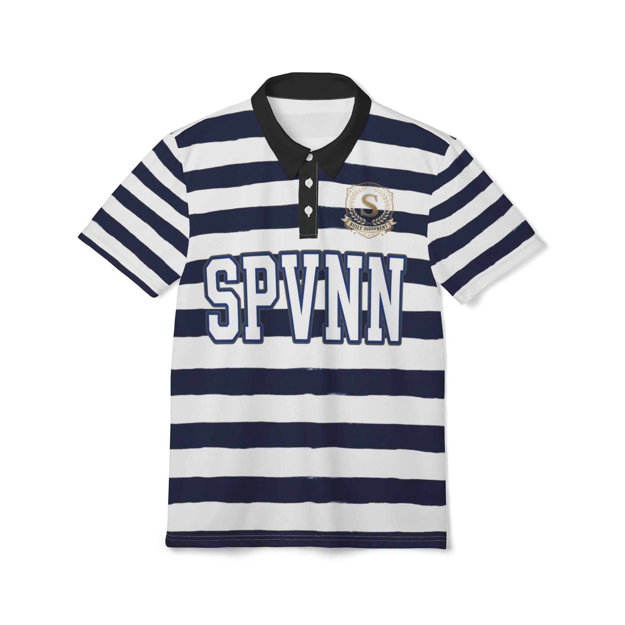 Striped 'SPVNN' Polo Shirt - Nautical Collegiate Rugby Style