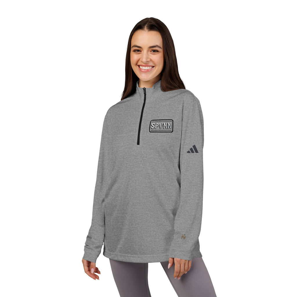 Embroidered Quarter-Zip Pullover — White adidas Performance Top