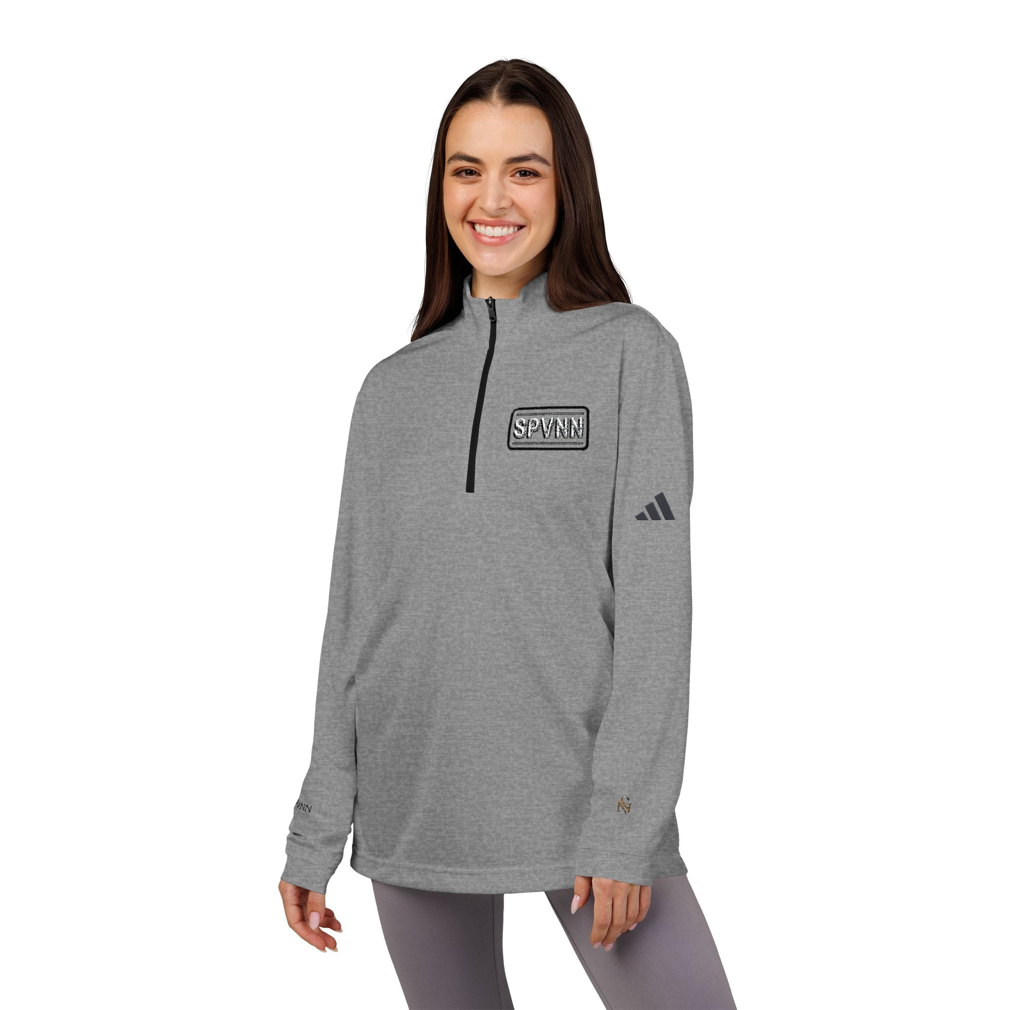 Embroidered Quarter-Zip Pullover — White adidas Performance Top
