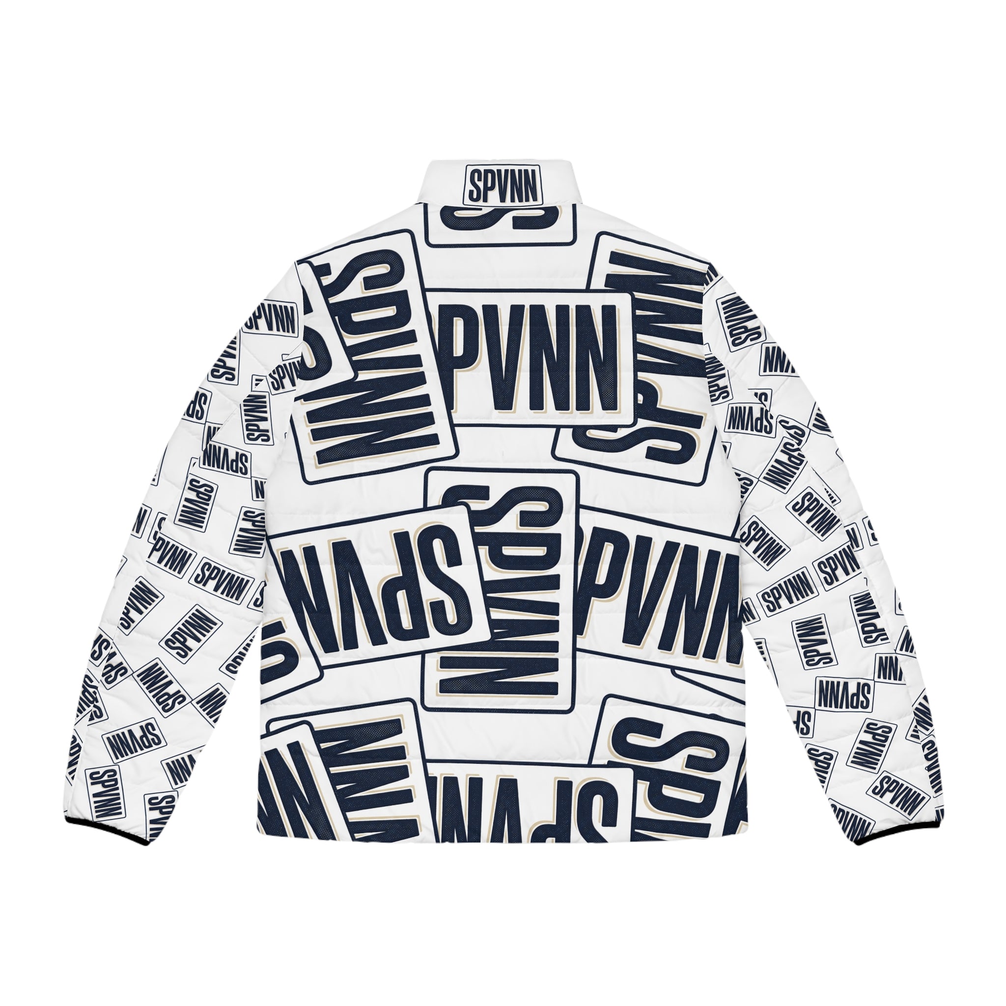 SPVNN Logo Puffer Jacket — All-Over Print Men's Winter Coat