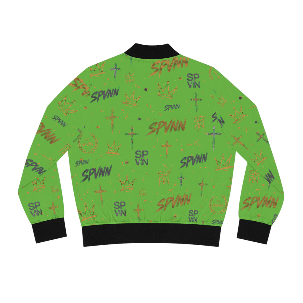 Green 'SPVNN' Pattern Bomber Jacket