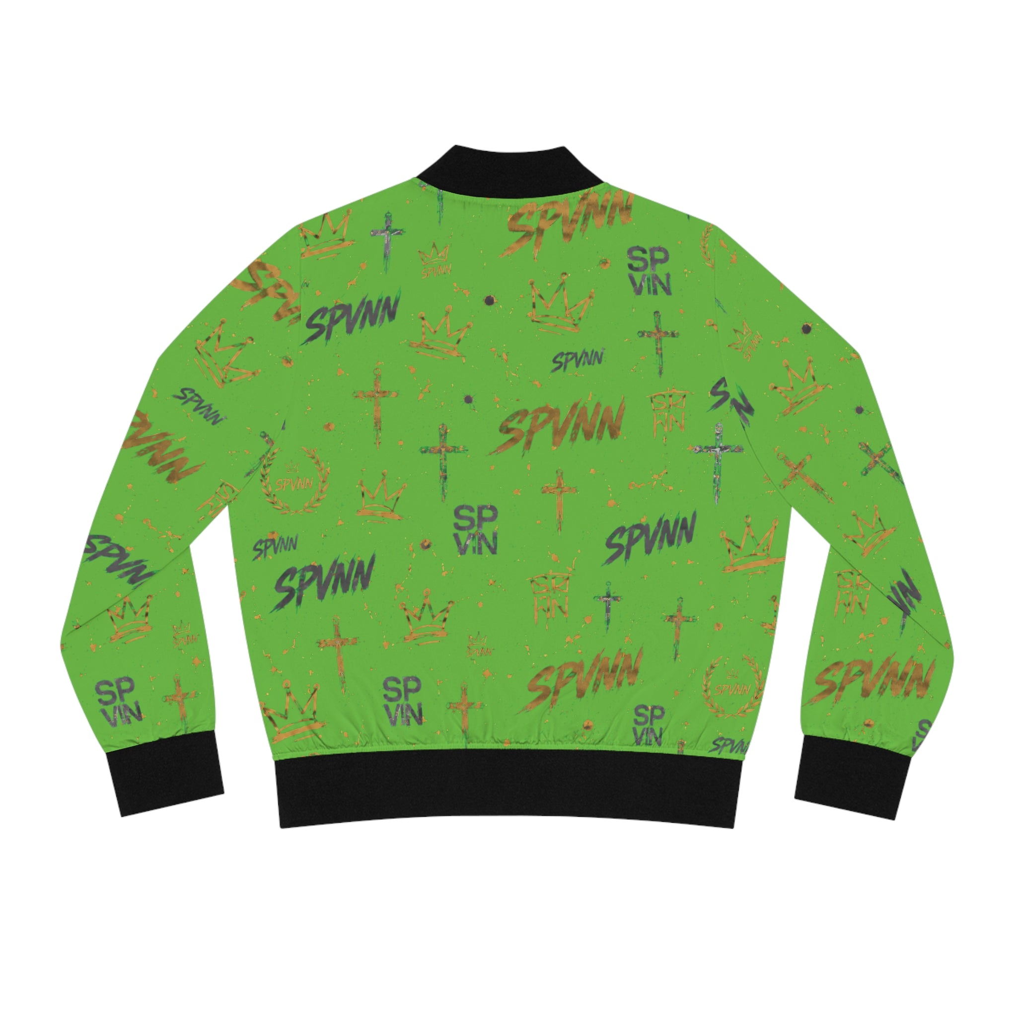 Green 'SPVNN' Pattern Bomber Jacket