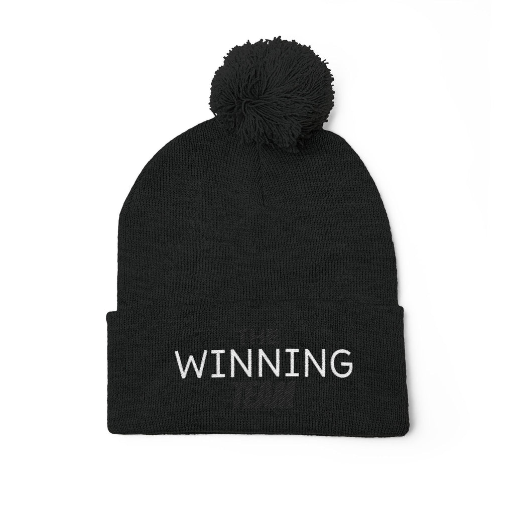 The Winning Team Pom-Pom Knit Cap — Embroidered Beanie