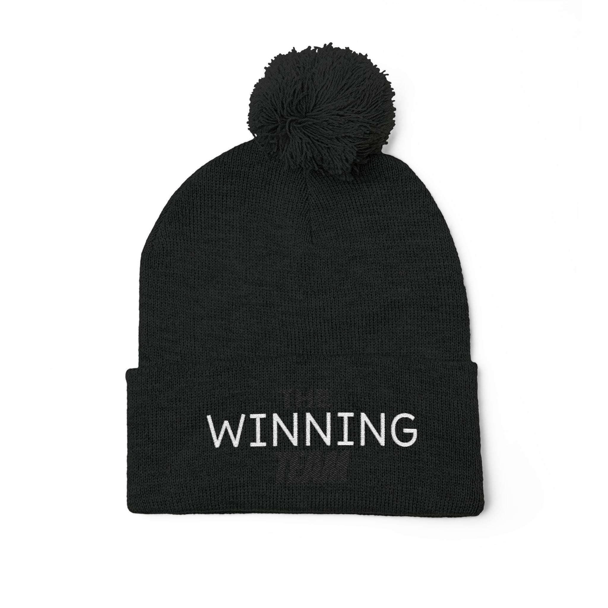 The Winning Team Pom-Pom Knit Cap — Embroidered Beanie