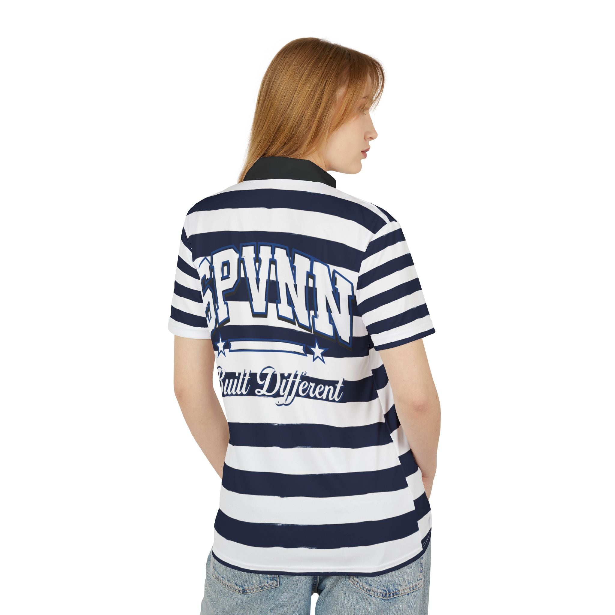 Striped 'SPVNN' Polo Shirt - Nautical Collegiate Rugby Style