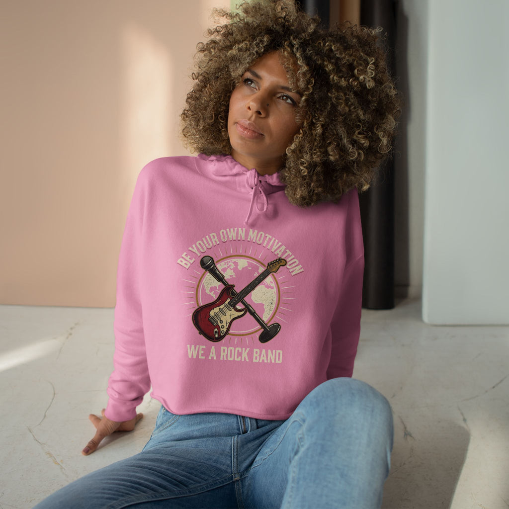 Worldwide Rock Band Crop Hoodie — "Play Your Own Motown" Guitar Graphic