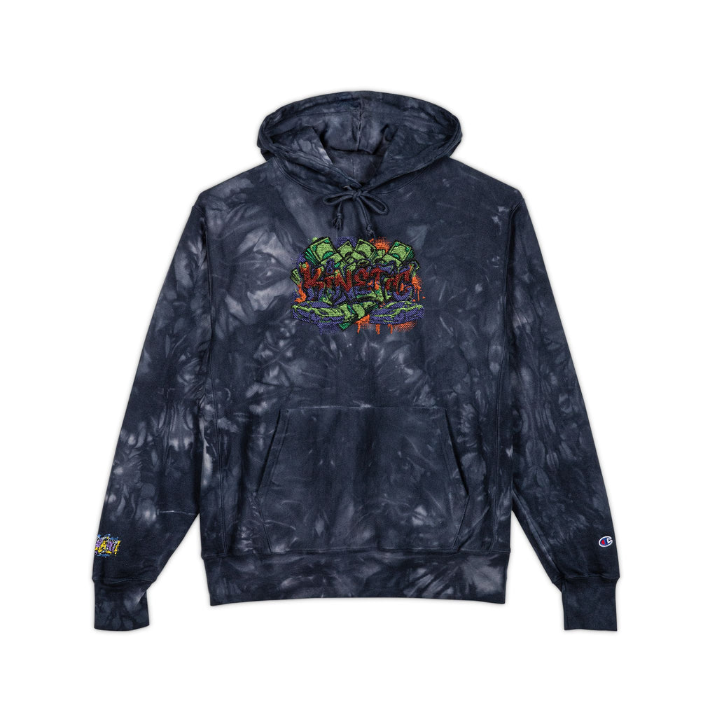 SPVNN Tie-Dye Embroidered Hoodie — Floral Script Chest