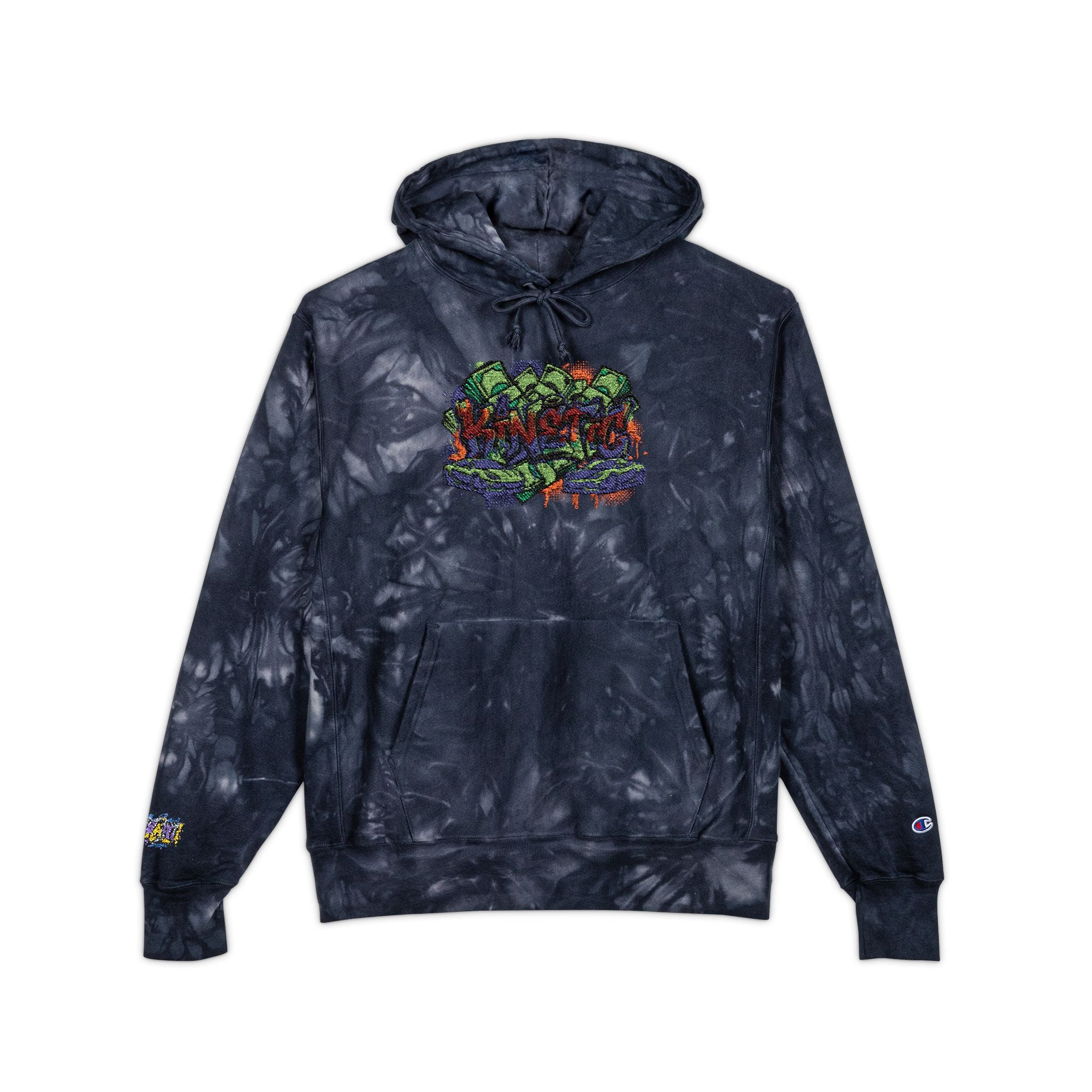 SPVNN Tie-Dye Embroidered Hoodie — Floral Script Chest