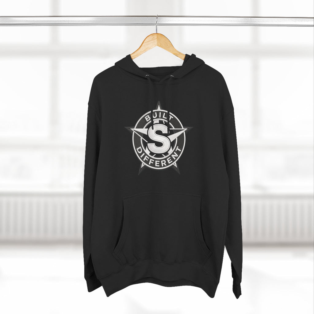 Built Different Logo Hoodie — Vintage Compass Emblem Fleece Hoodie