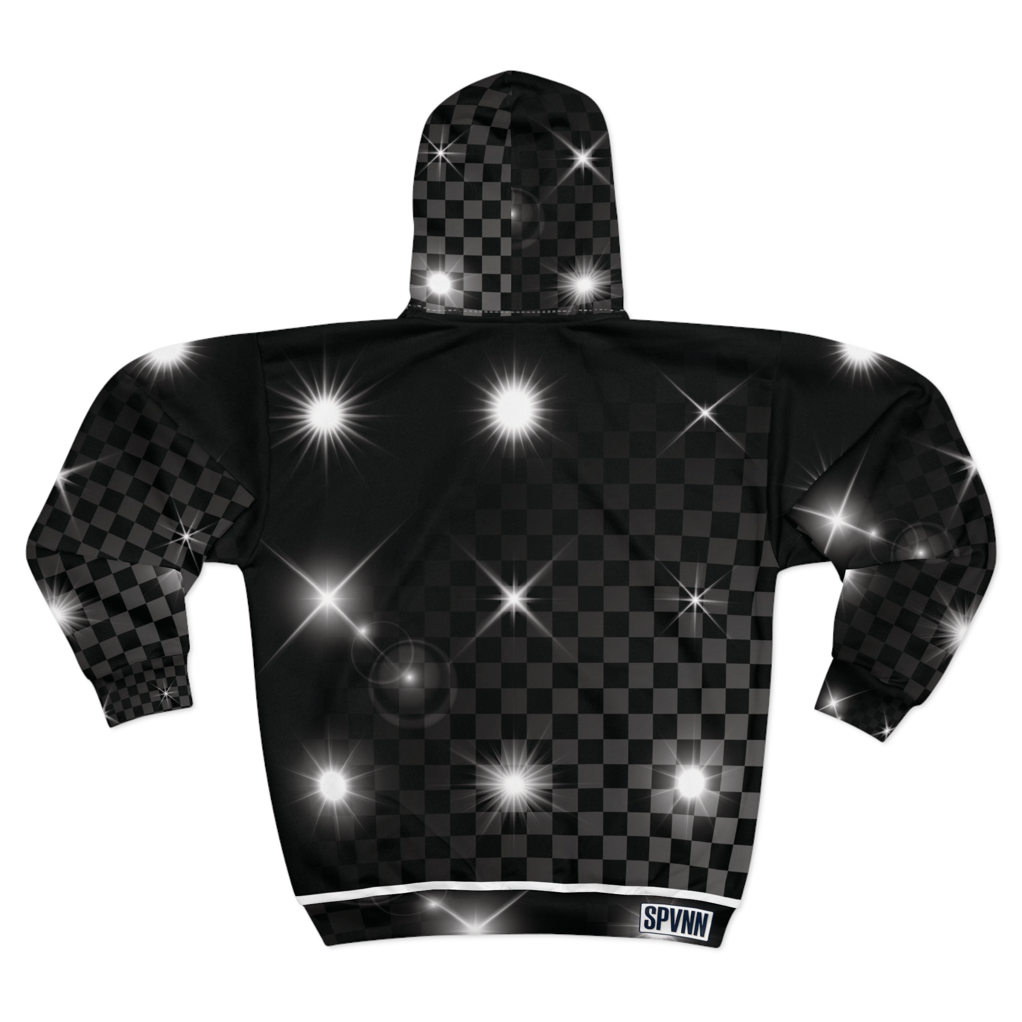 Black Checkerboard Zip Hoodie