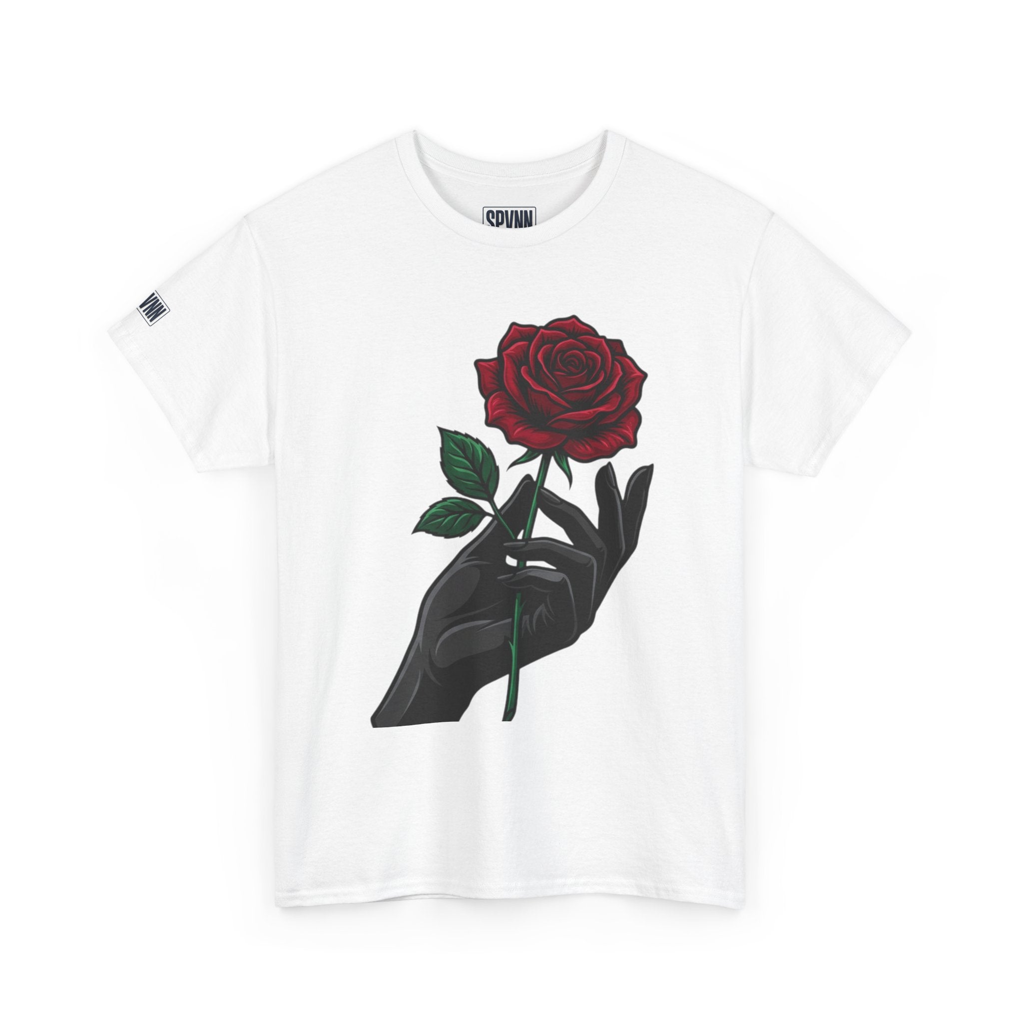 Rose & Hand Graphic Tee — Dark Aesthetic Floral T-Shirt
