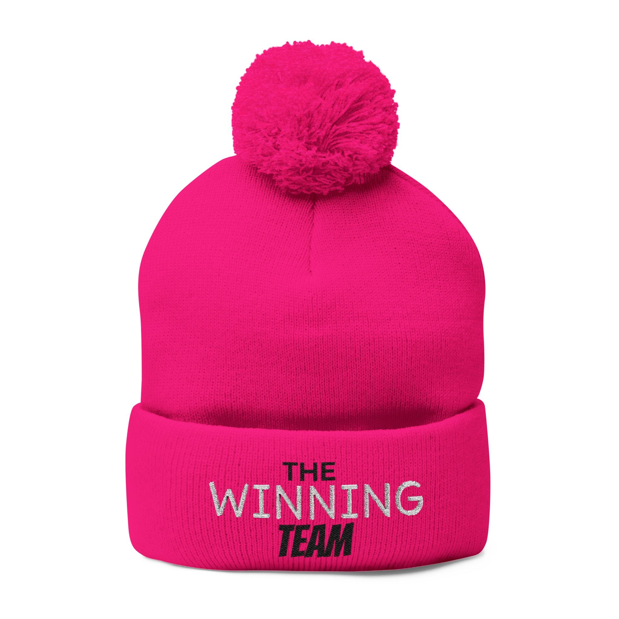 The Winning Team Pom-Pom Knit Cap — Embroidered Beanie